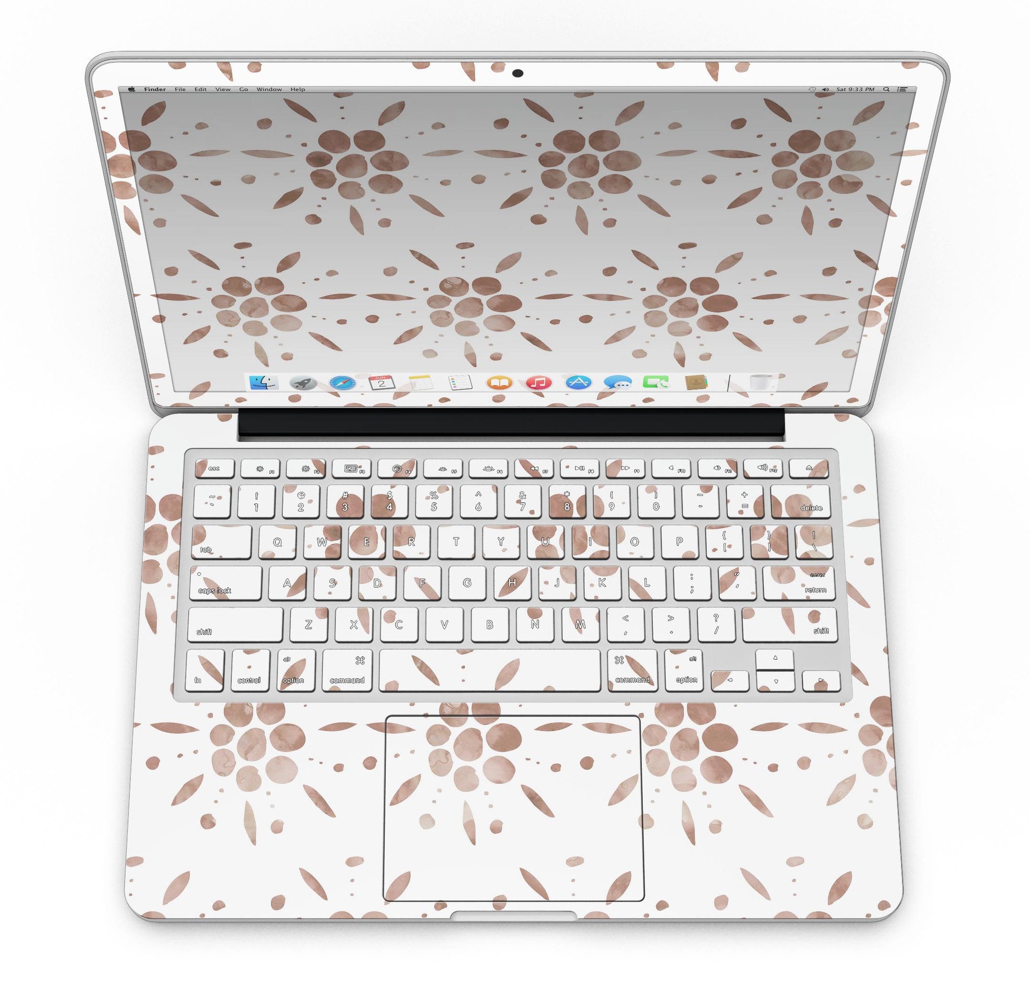 Brown Watercolor Flowers skin for MacBook Pro with Retina Display, showcasing vibrant floral design on a sleek device.