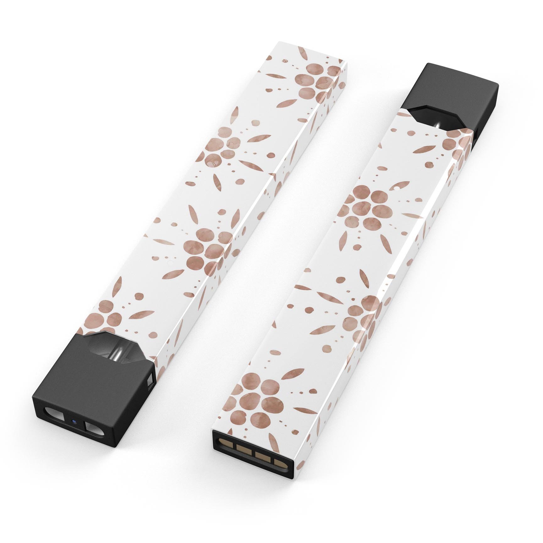 Brown Watercolor Flowers premium decal skin-wrap for JUUL device, showcasing vibrant floral design and protective features.