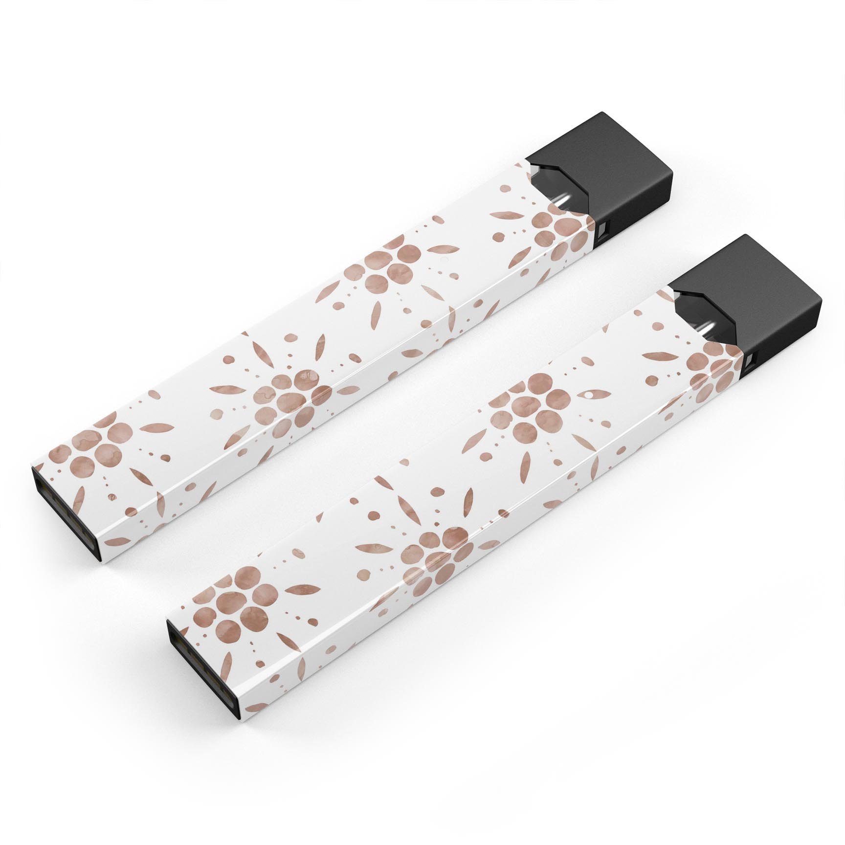 Brown Watercolor Flowers premium decal skin-wrap for JUUL device, showcasing vibrant floral design and protective features.