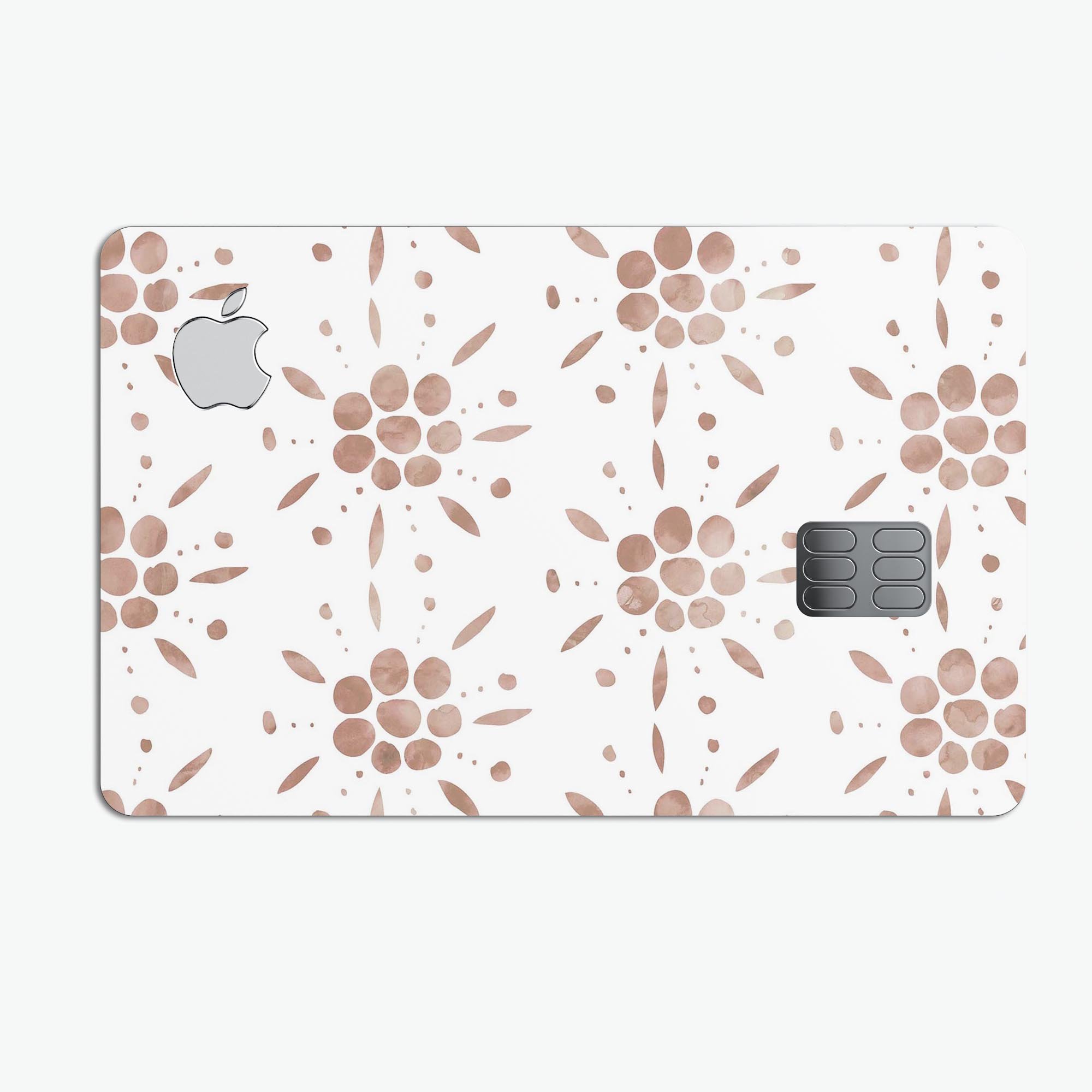 Brown Watercolor Flowers V1 decal skin for Apple Card, showcasing a vibrant floral design on a premium protective layer.