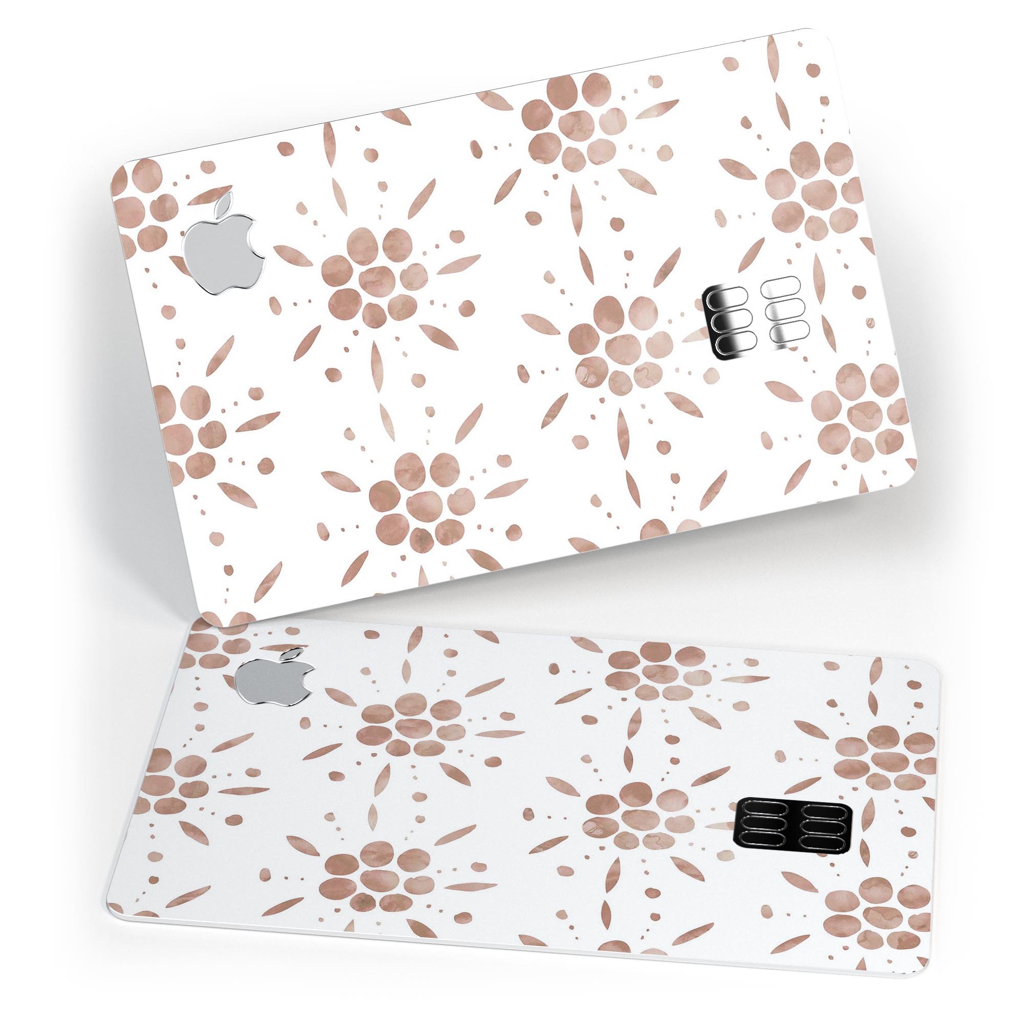 Brown Watercolor Flowers V1 decal skin for Apple Card, showcasing a vibrant floral design on a premium protective layer.