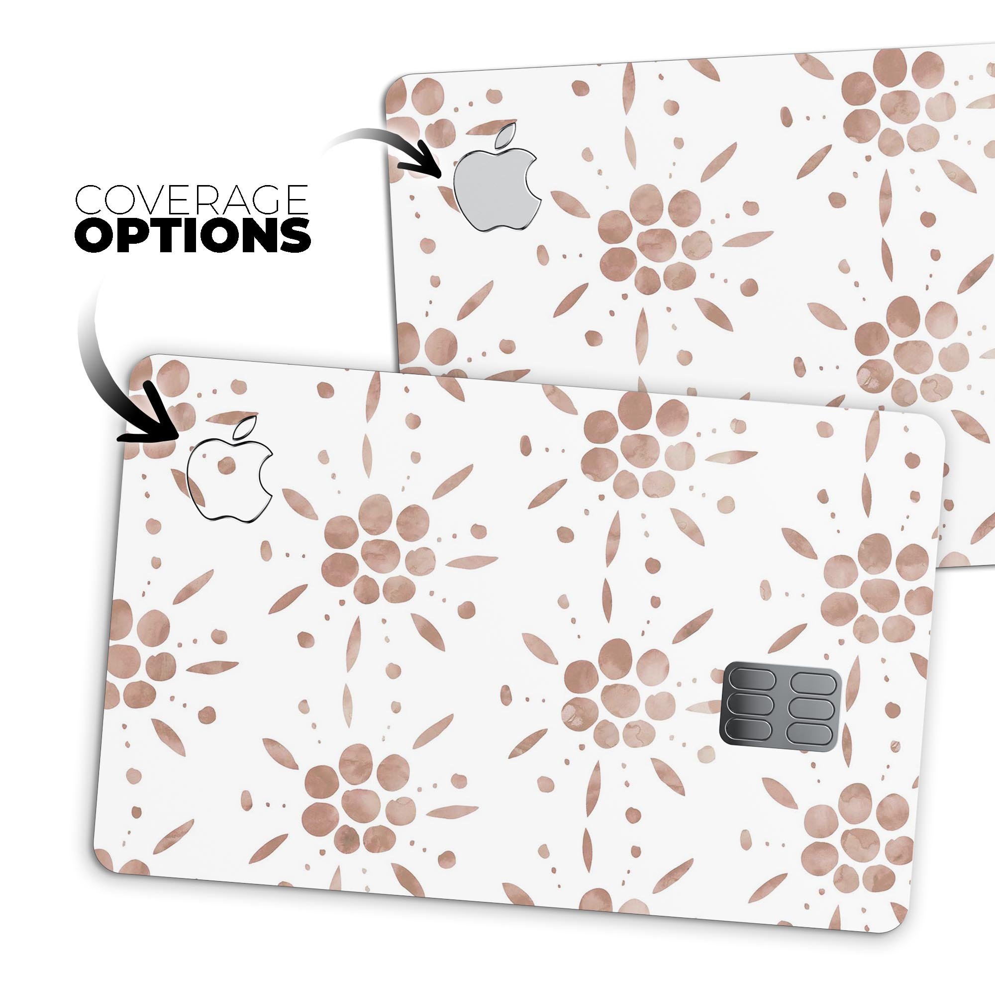 Brown Watercolor Flowers V1 decal skin for Apple Card, showcasing a vibrant floral design on a premium protective layer.