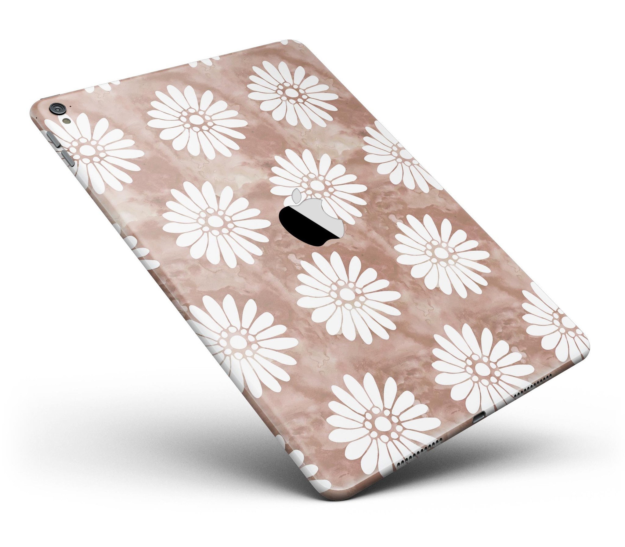 Brown Watercolor Flowers V2 skin for iPad Pro, showcasing vibrant floral design on a sleek vinyl surface.