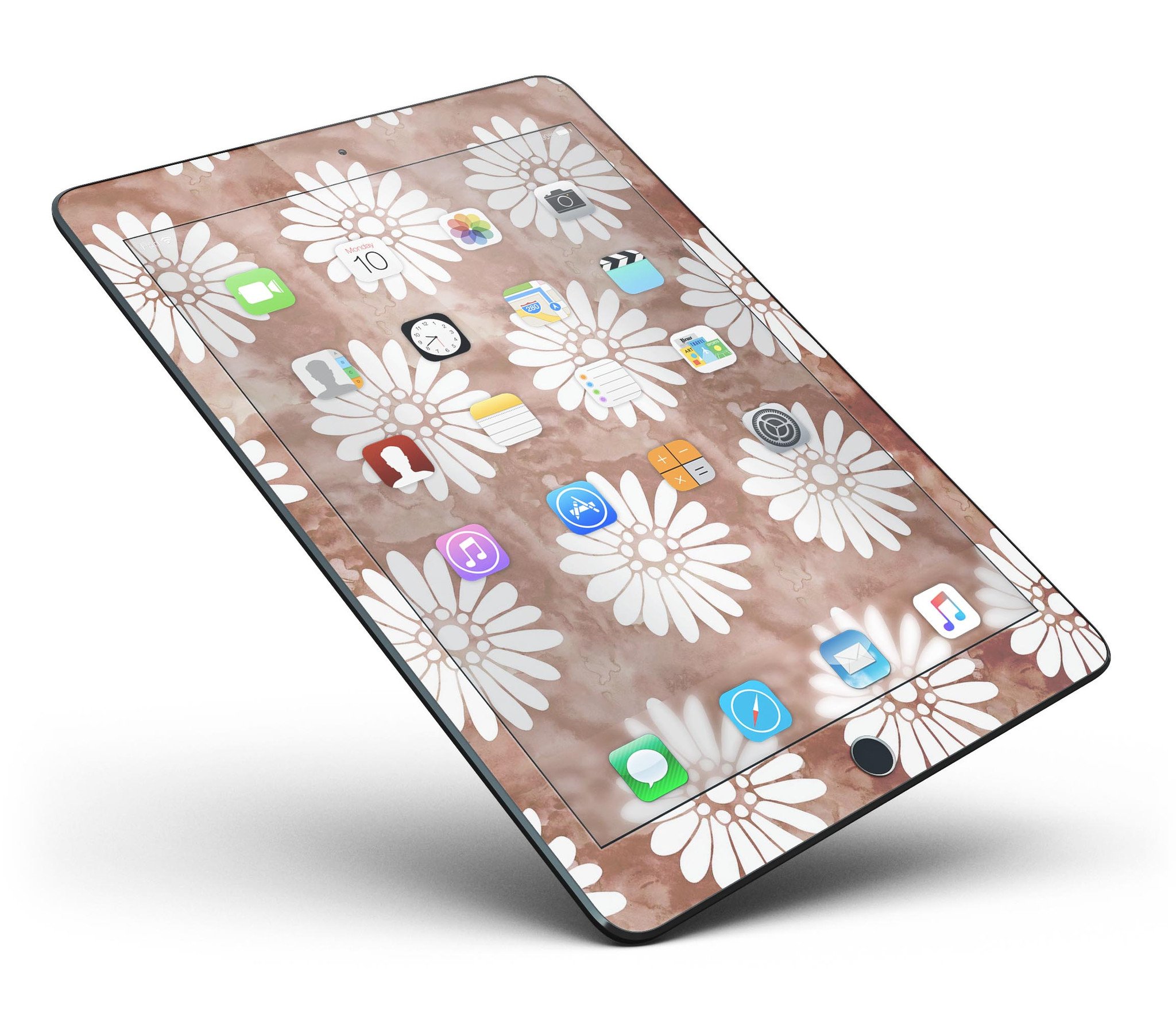 Brown Watercolor Flowers V2 skin for iPad Pro, showcasing vibrant floral design on a sleek vinyl surface.