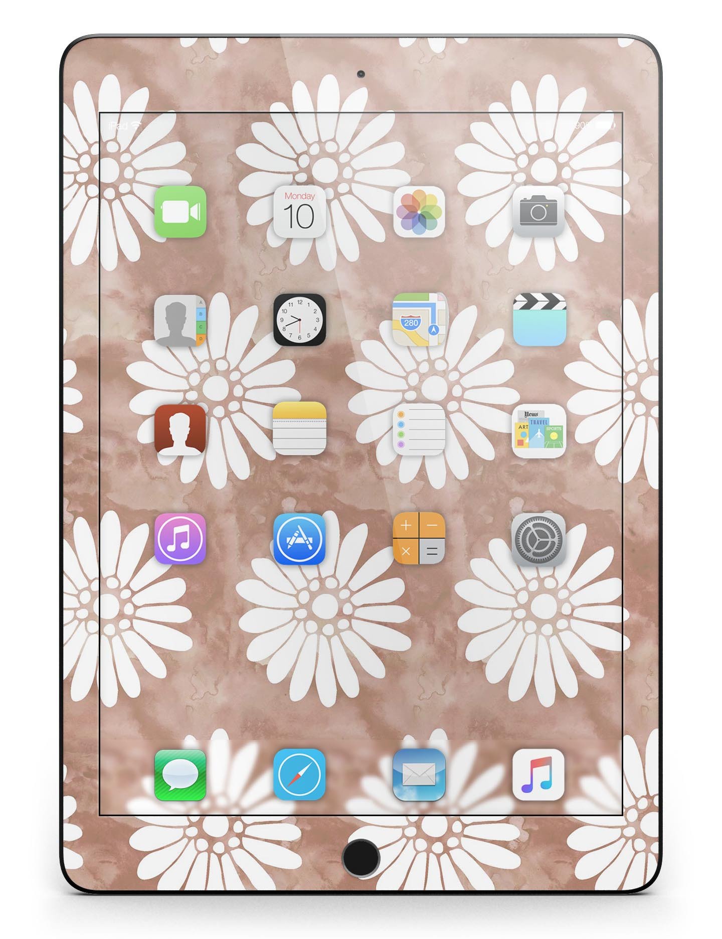 Brown Watercolor Flowers V2 skin for iPad Pro, showcasing vibrant floral design on a sleek vinyl surface.