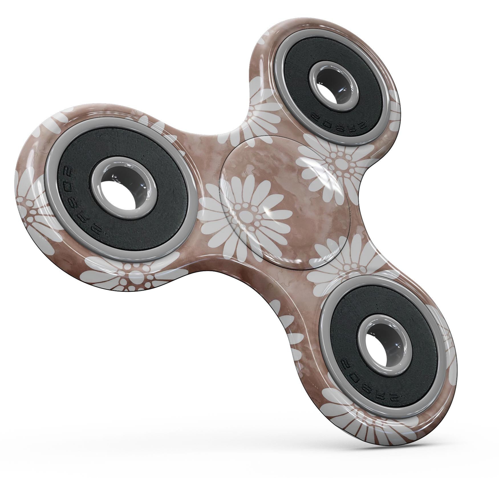 Brown Watercolor Flowers V2 skin kit for fidget spinner, showcasing floral design on premium vinyl material.