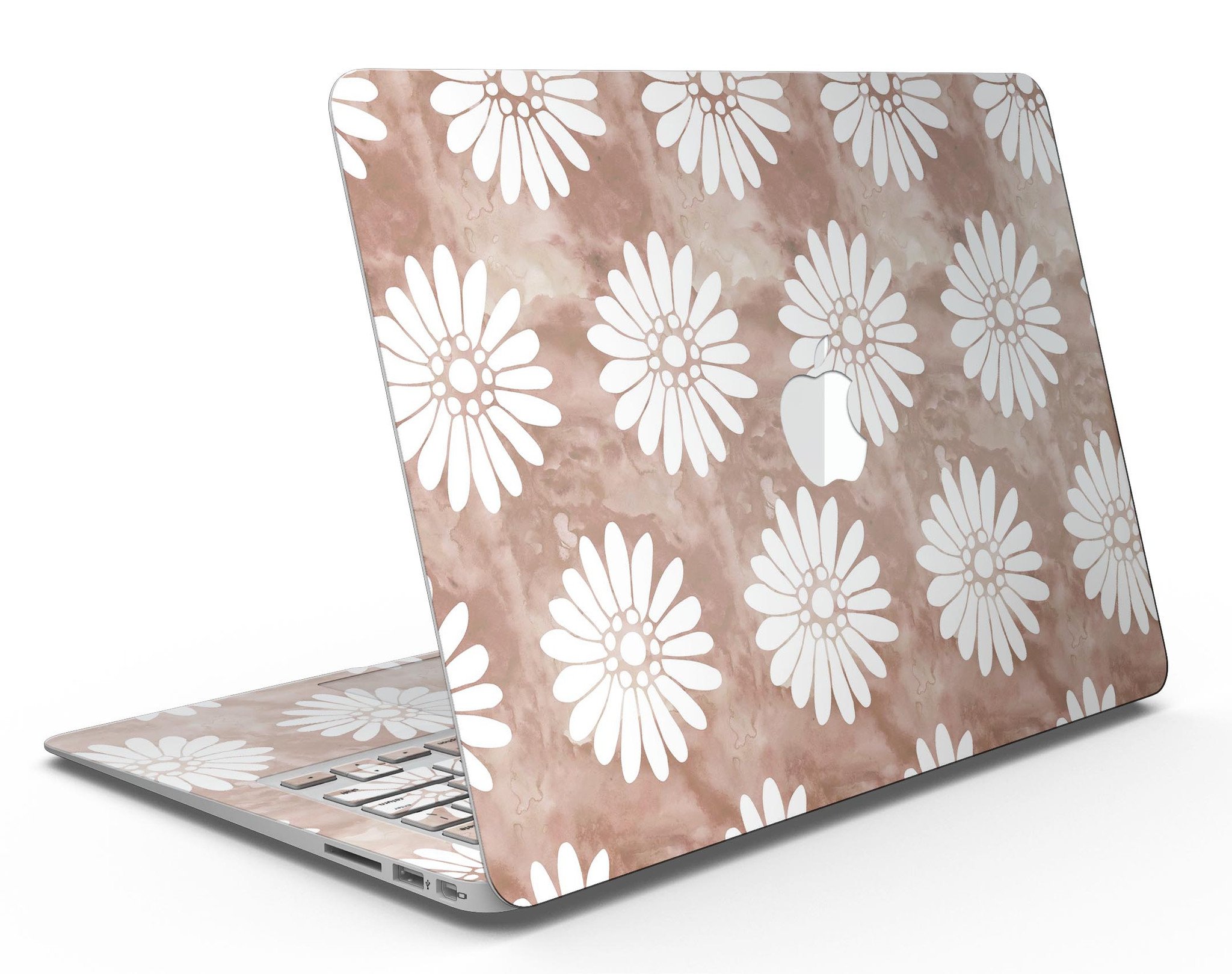 Brown Watercolor Flowers V2 skin kit for MacBook Air, showcasing a vibrant floral design on premium vinyl.