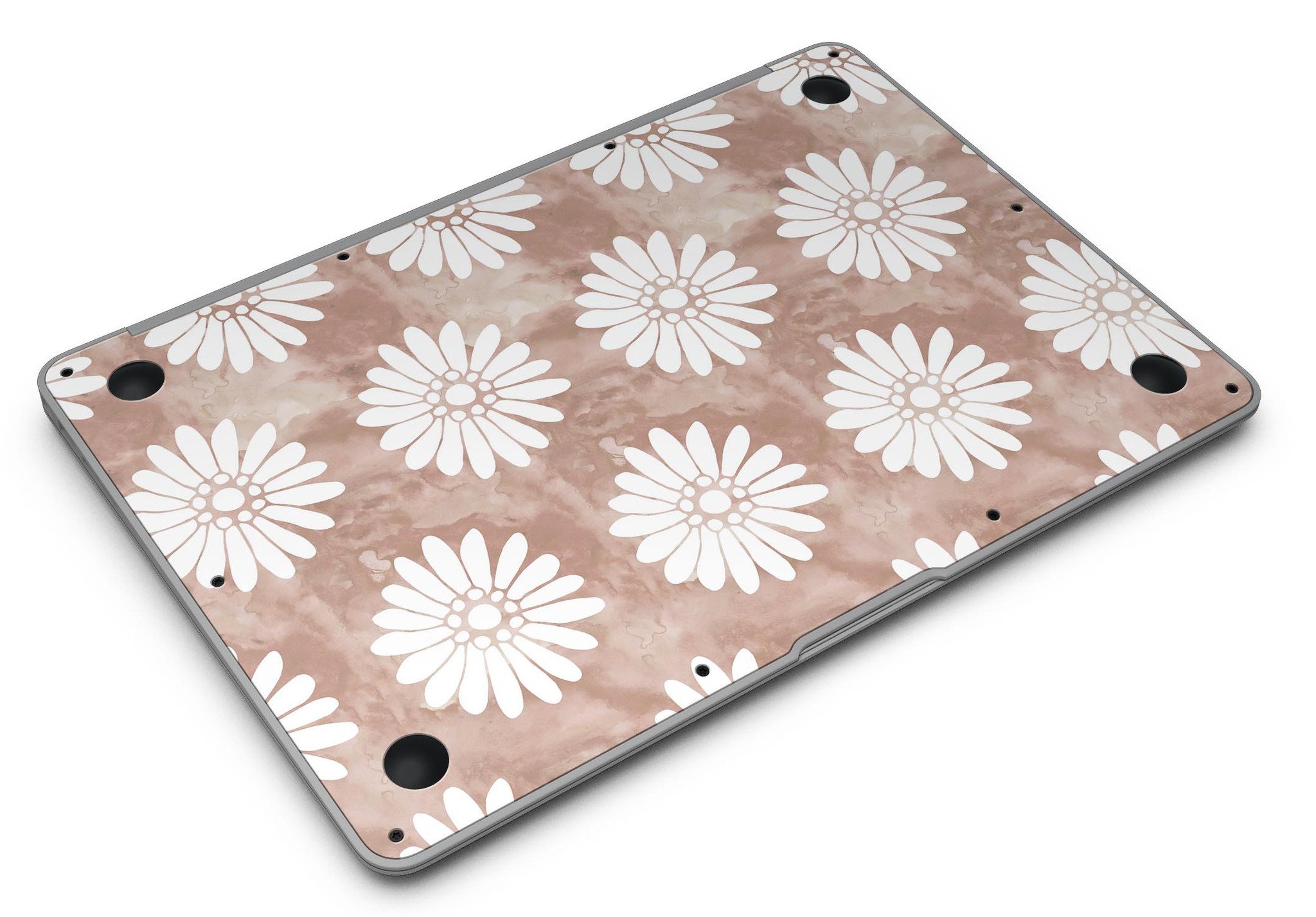 Brown Watercolor Flowers V2 skin kit for MacBook Air, showcasing a vibrant floral design on premium vinyl.