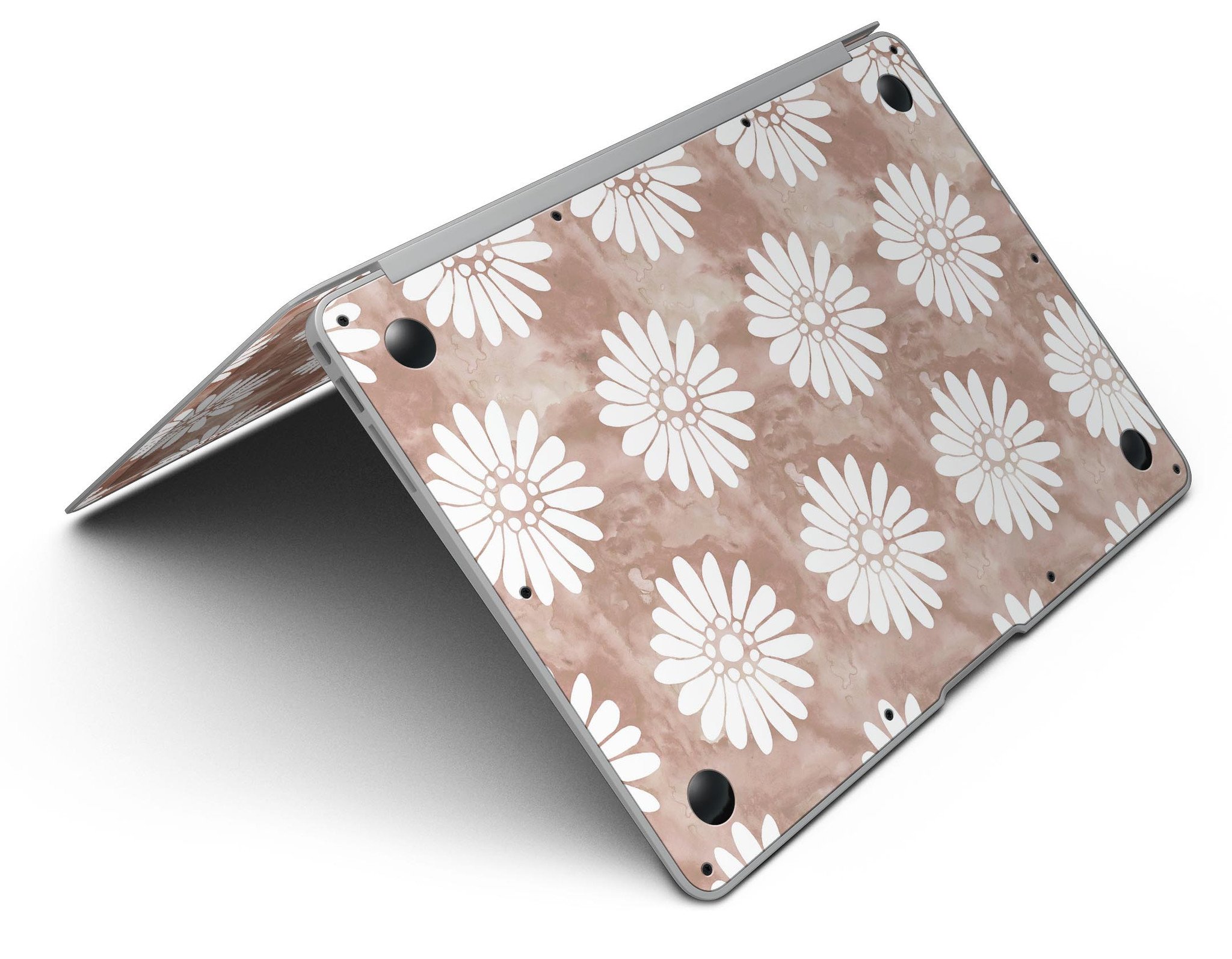 Brown Watercolor Flowers V2 skin kit for MacBook Air, showcasing a vibrant floral design on premium vinyl.