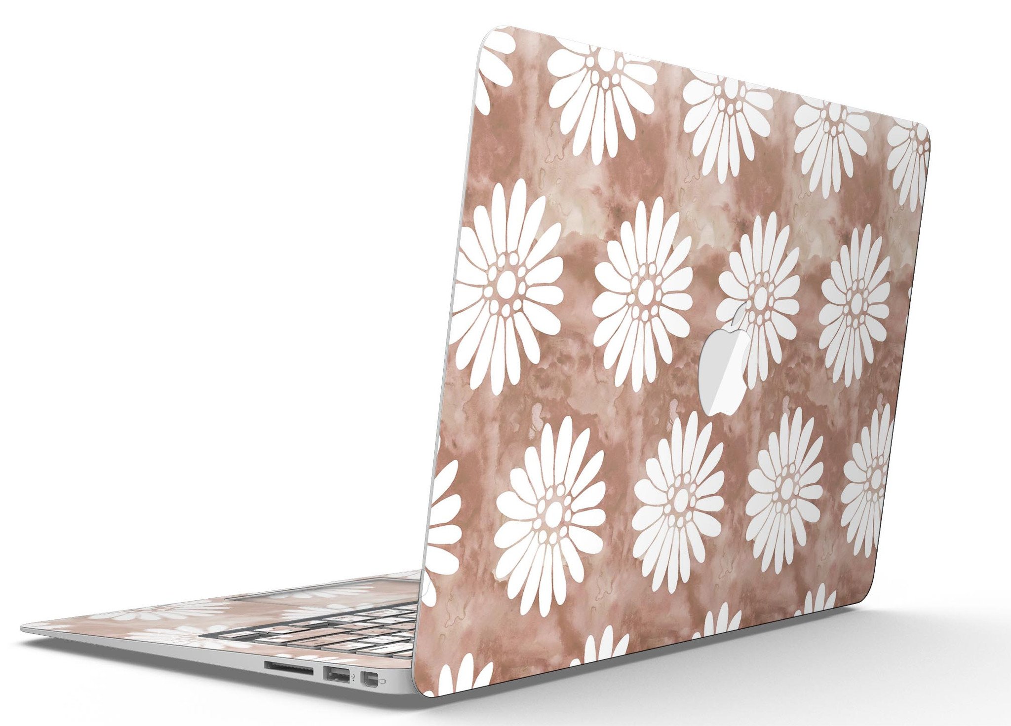 Brown Watercolor Flowers V2 skin kit for MacBook Air, showcasing a vibrant floral design on premium vinyl.