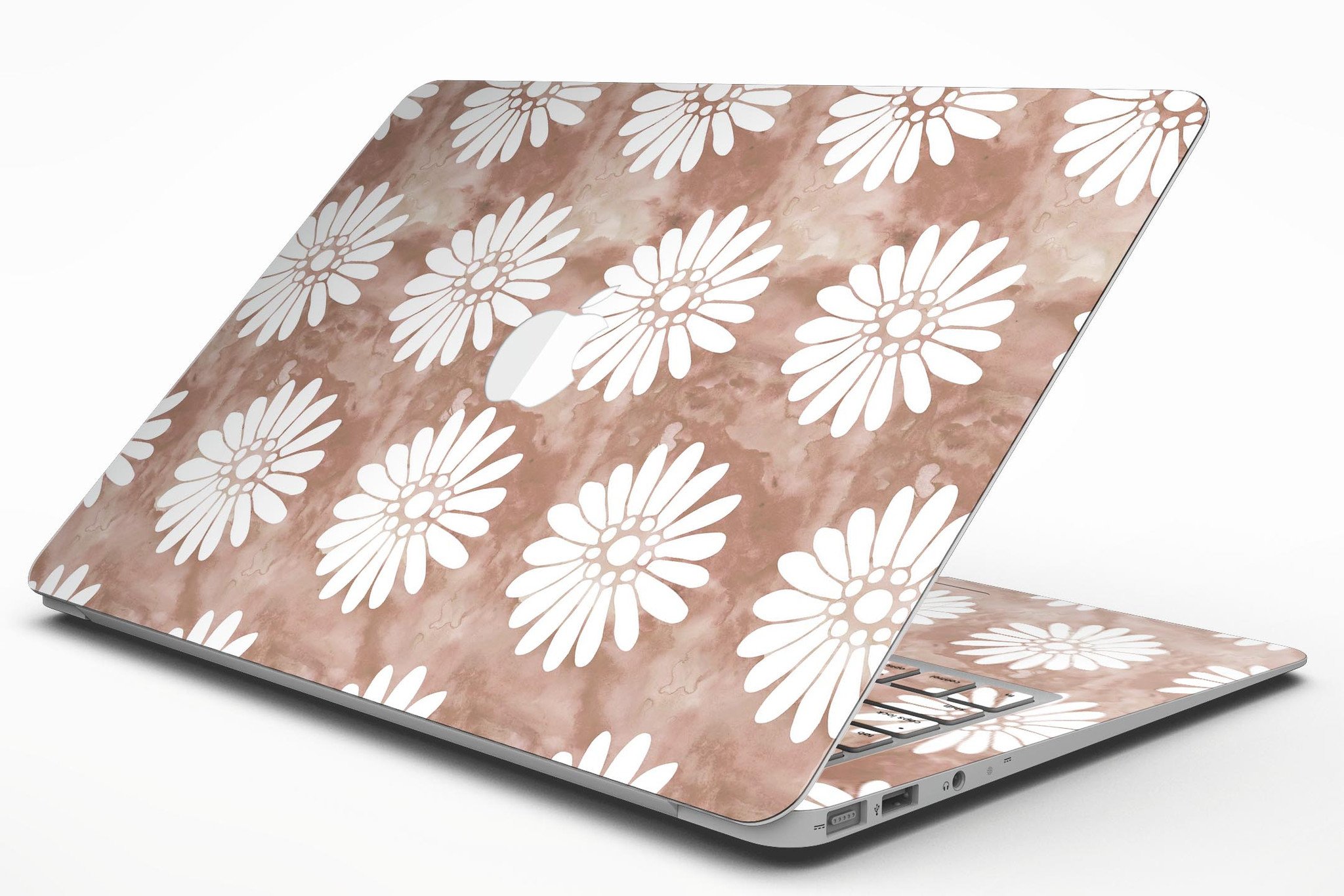 Brown Watercolor Flowers V2 skin kit for MacBook Air, showcasing a vibrant floral design on premium vinyl.