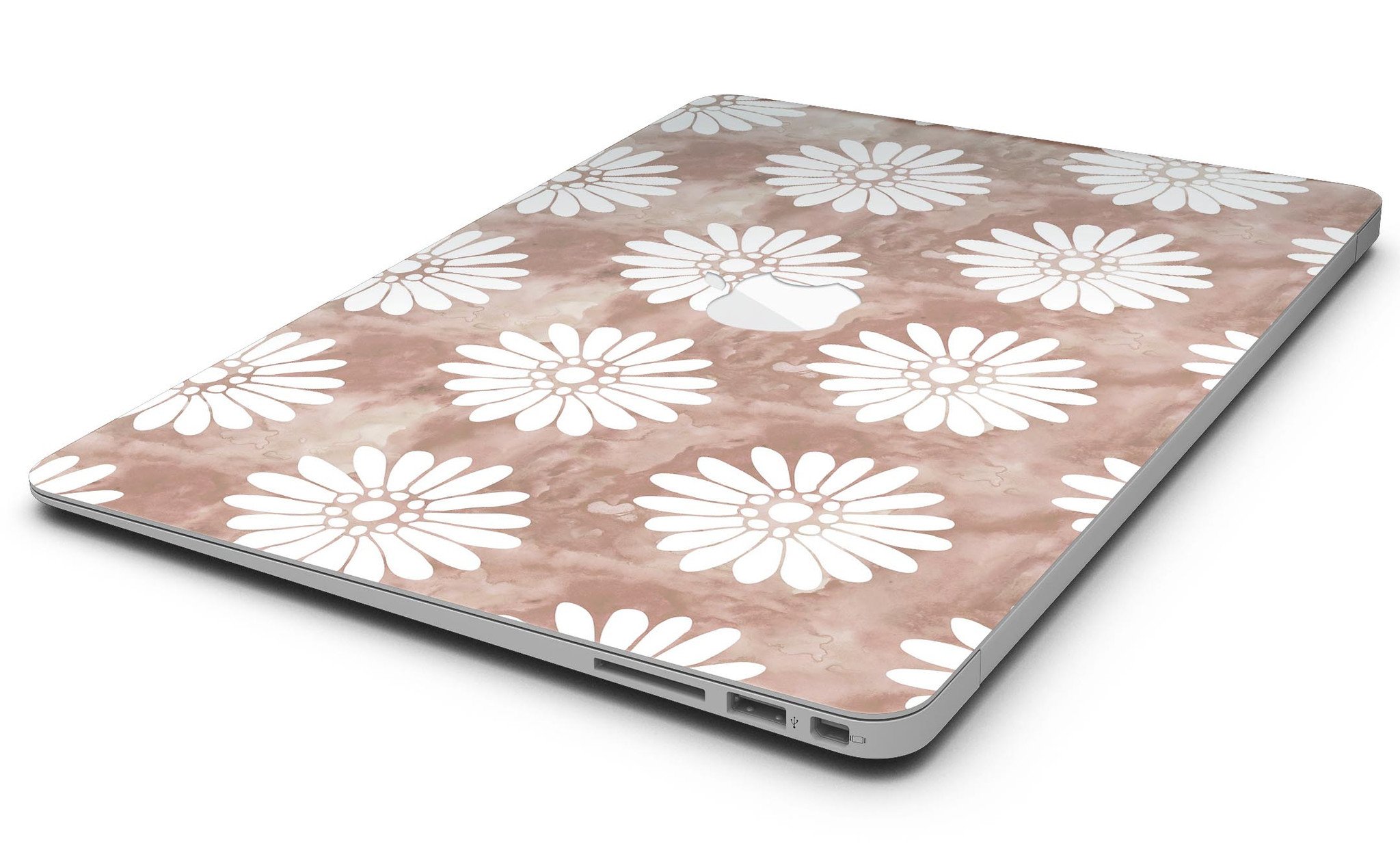 Brown Watercolor Flowers V2 skin kit for MacBook Air, showcasing a vibrant floral design on premium vinyl.