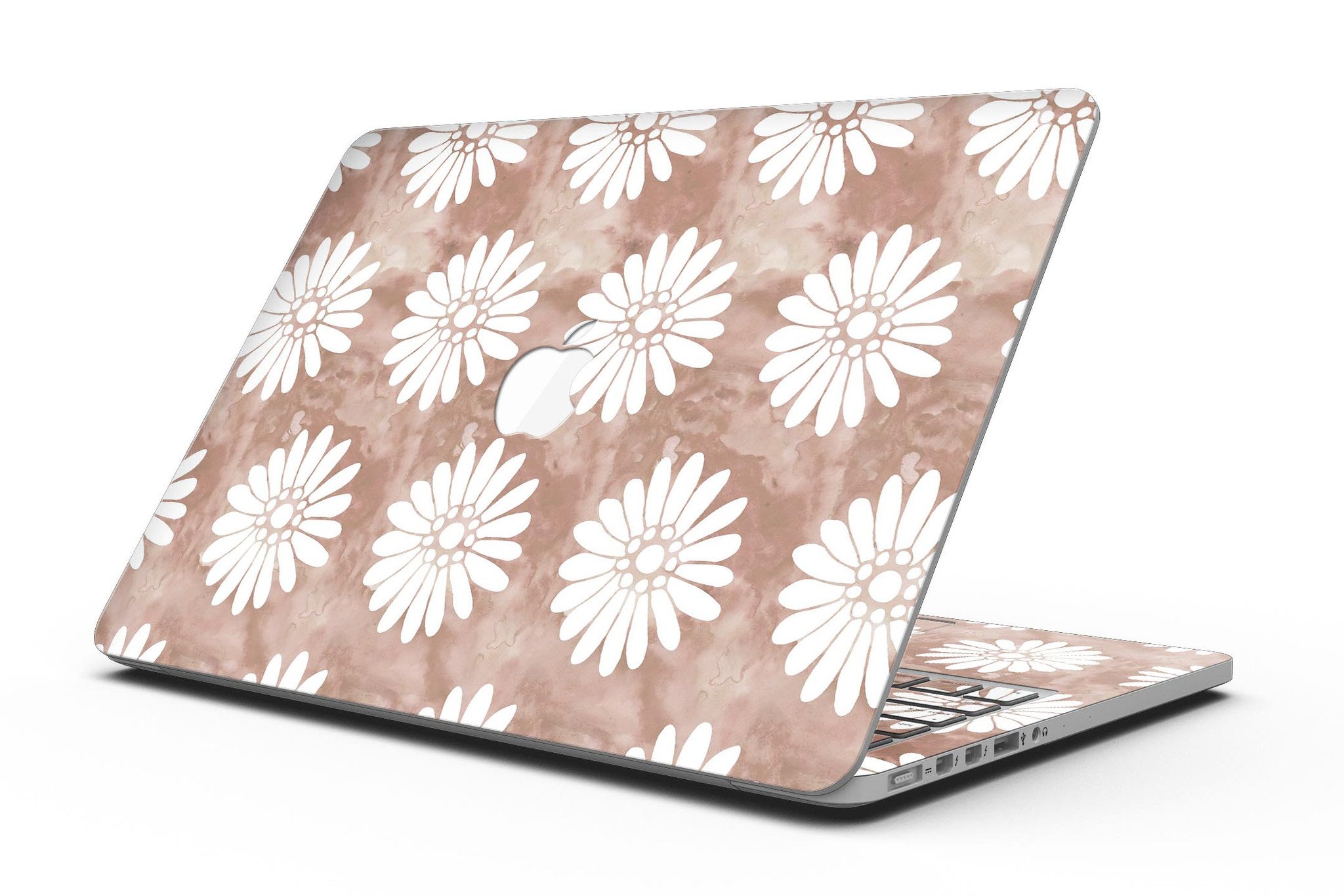 Brown Watercolor Flowers V2 skin for MacBook Pro with Retina Display, showcasing a vibrant floral design on a sleek laptop.