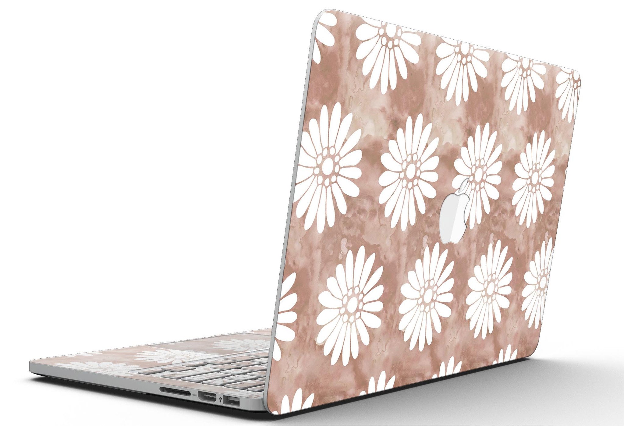 Brown Watercolor Flowers V2 skin for MacBook Pro with Retina Display, showcasing a vibrant floral design on a sleek laptop.