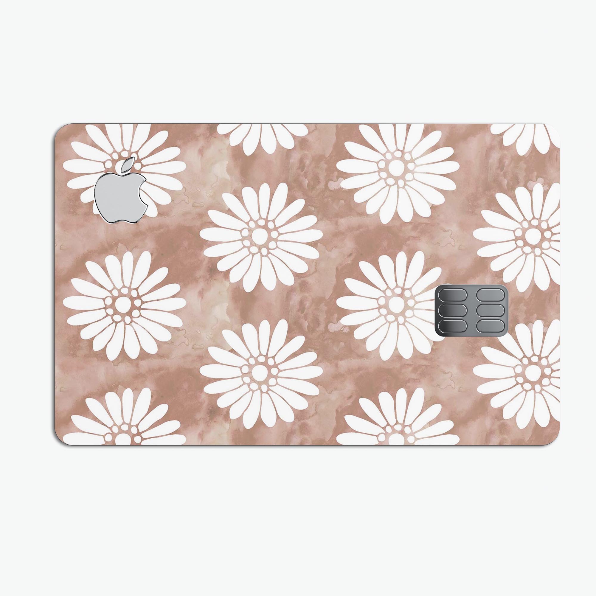 Brown Watercolor Flowers V2 decal skin for Apple Card, showcasing vibrant floral design on a sleek surface.