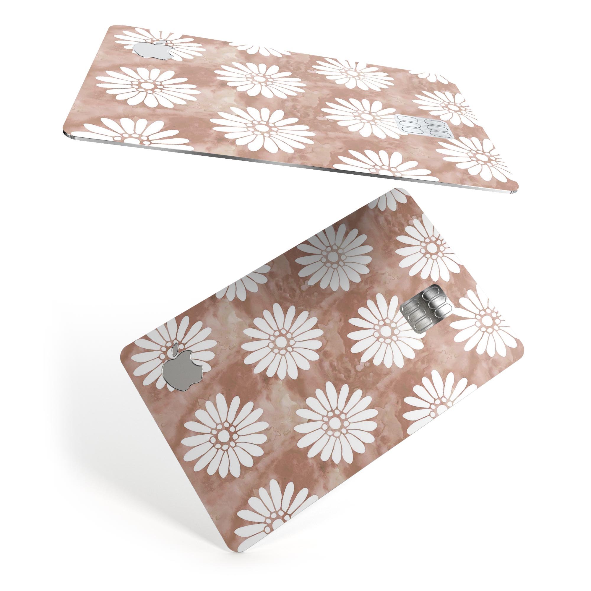 Brown Watercolor Flowers V2 decal skin for Apple Card, showcasing vibrant floral design on a sleek surface.