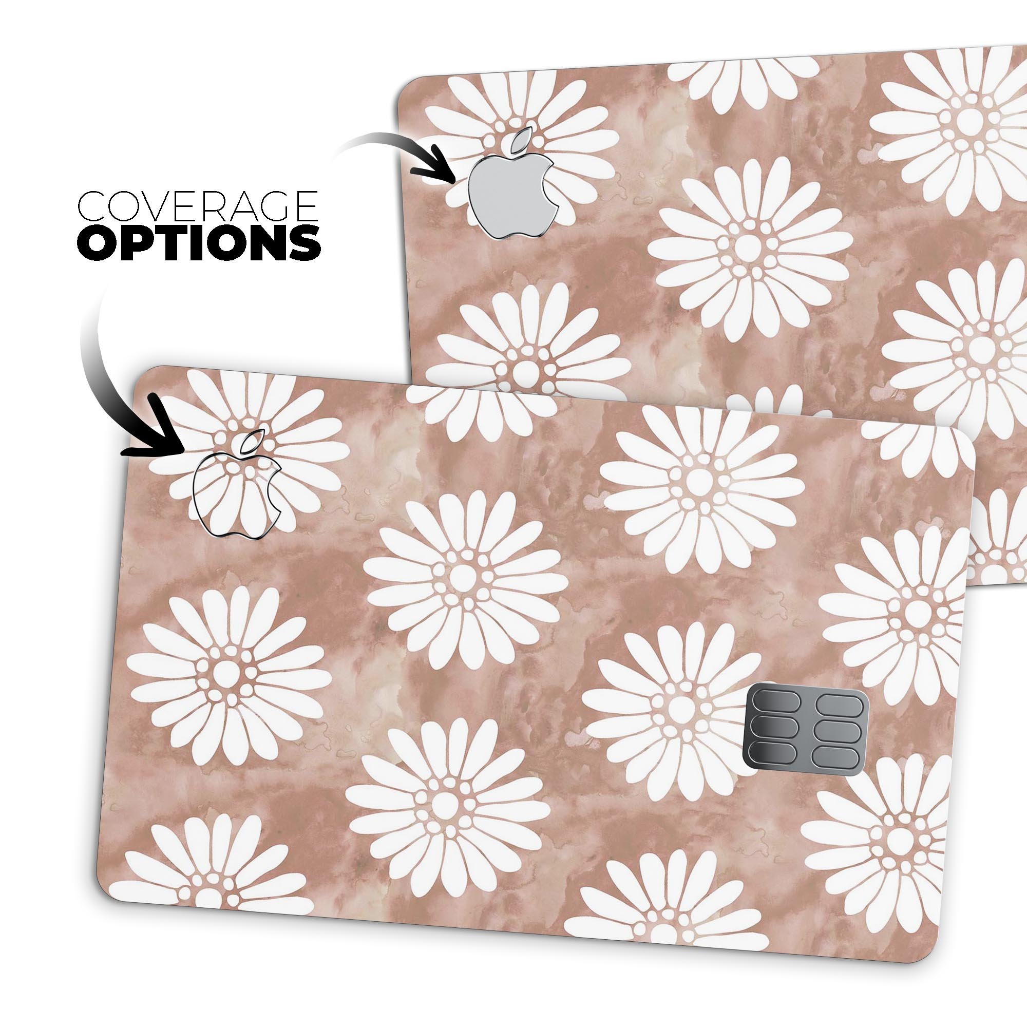 Brown Watercolor Flowers V2 decal skin for Apple Card, showcasing vibrant floral design on a sleek surface.