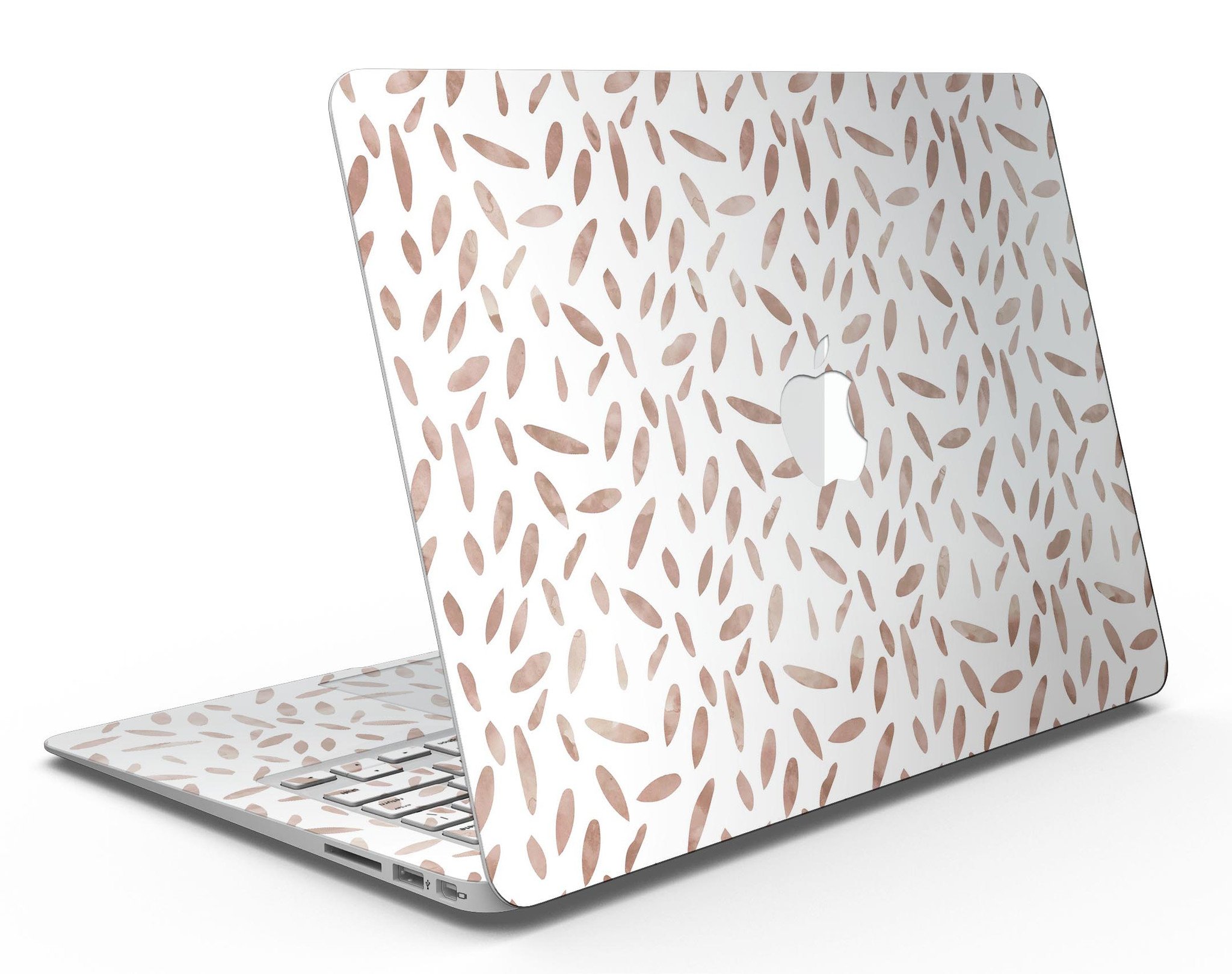 Brown Watercolor Pedals skin kit for MacBook Air, showcasing a vibrant watercolor design that adds style and protection.