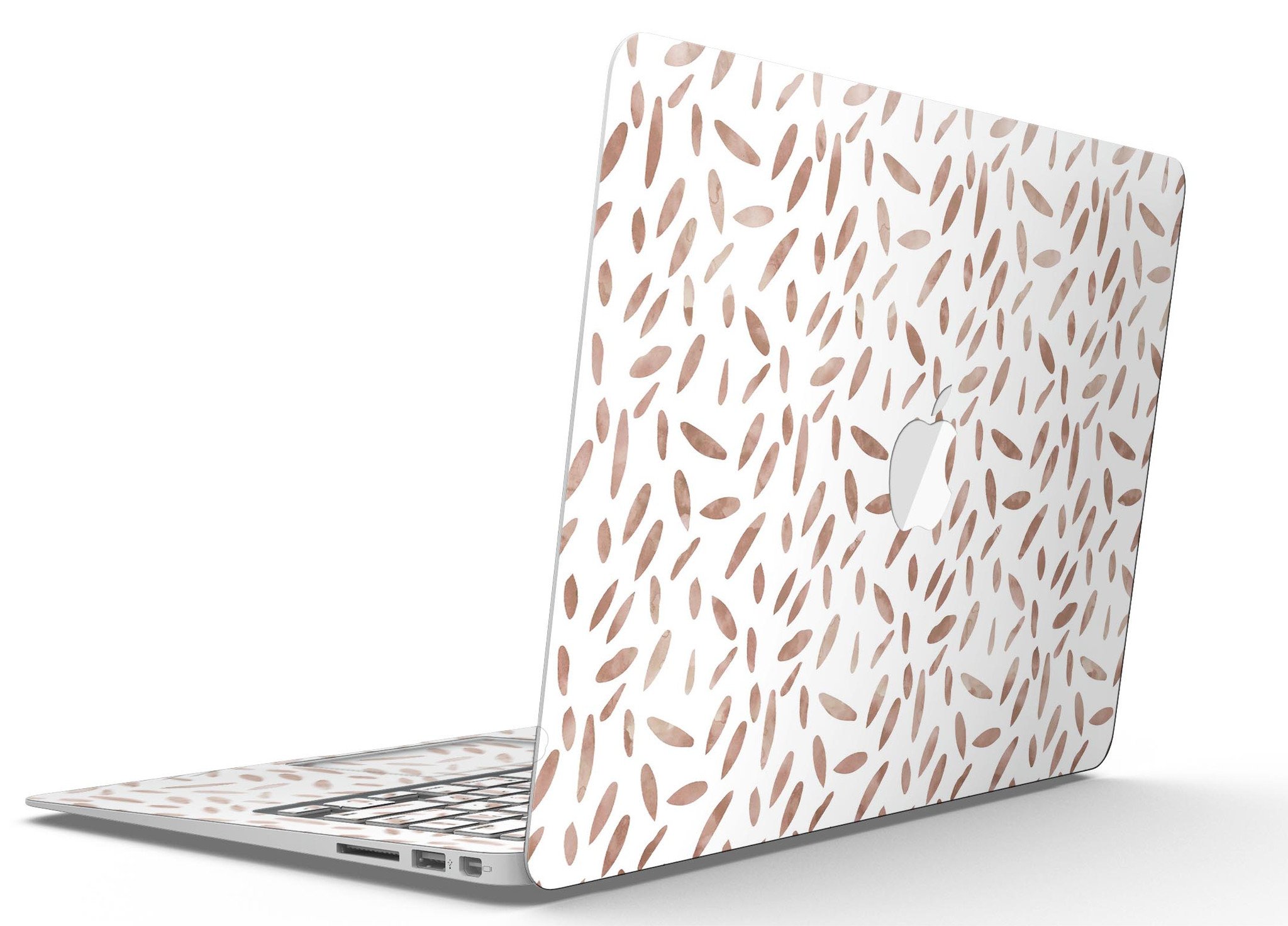 Brown Watercolor Pedals skin kit for MacBook Air, showcasing a vibrant watercolor design that adds style and protection.