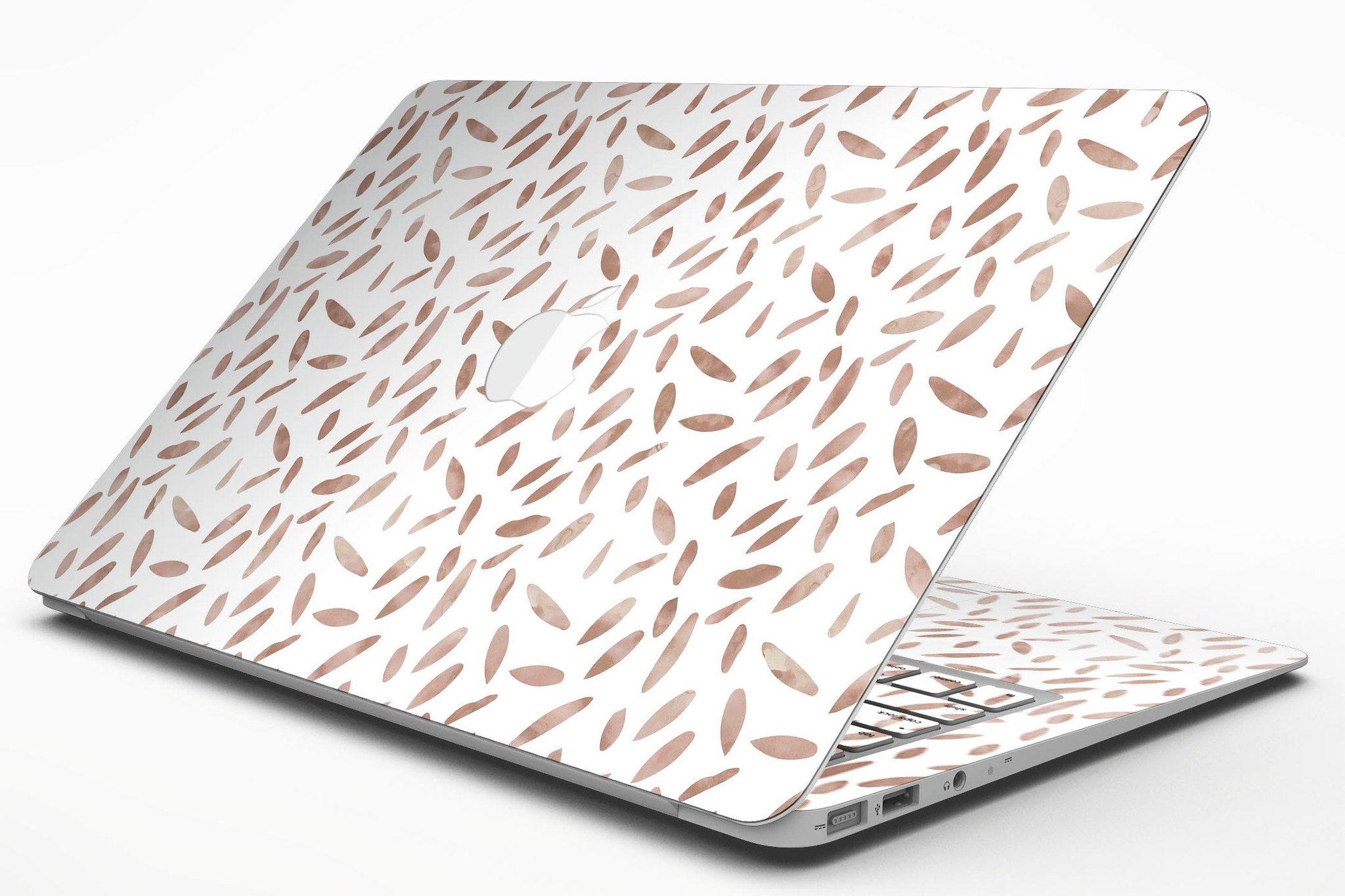 Brown Watercolor Pedals skin kit for MacBook Air, showcasing a vibrant watercolor design that adds style and protection.