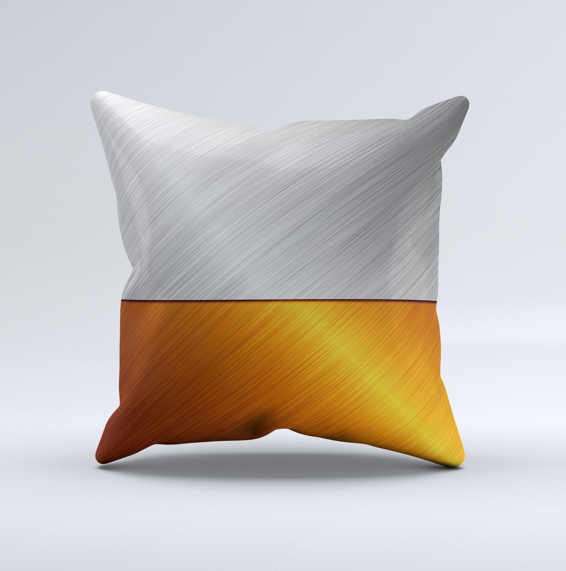 Brushed Aluminum Surface ink-Fuzed Decorative Throw Pillow showcasing unique handcrafted design with high thread count fabric.