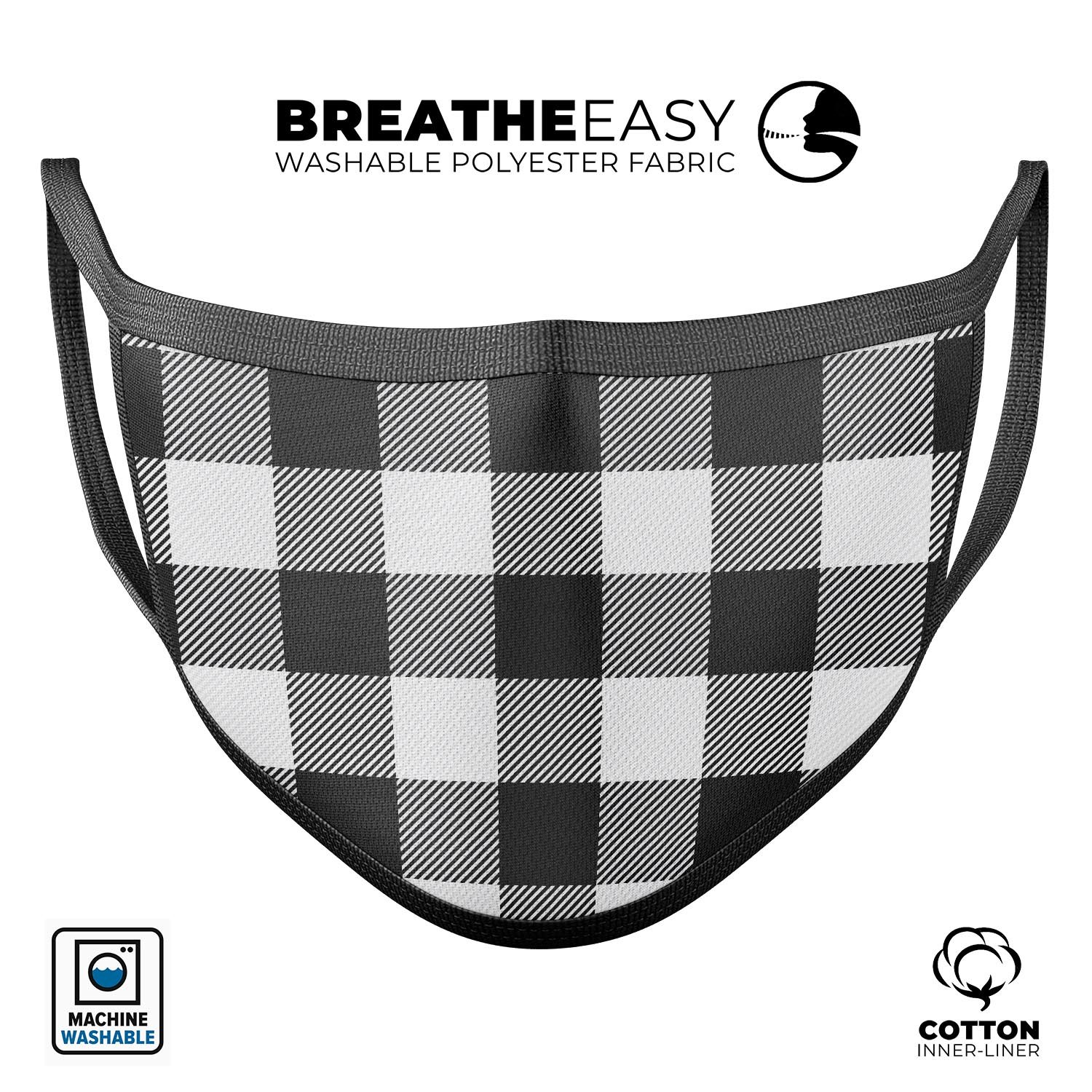 Buffalo Check Lumberjack Plaid mouth cover, featuring a stylish plaid design, made from soft cotton and memory foam for comfort.