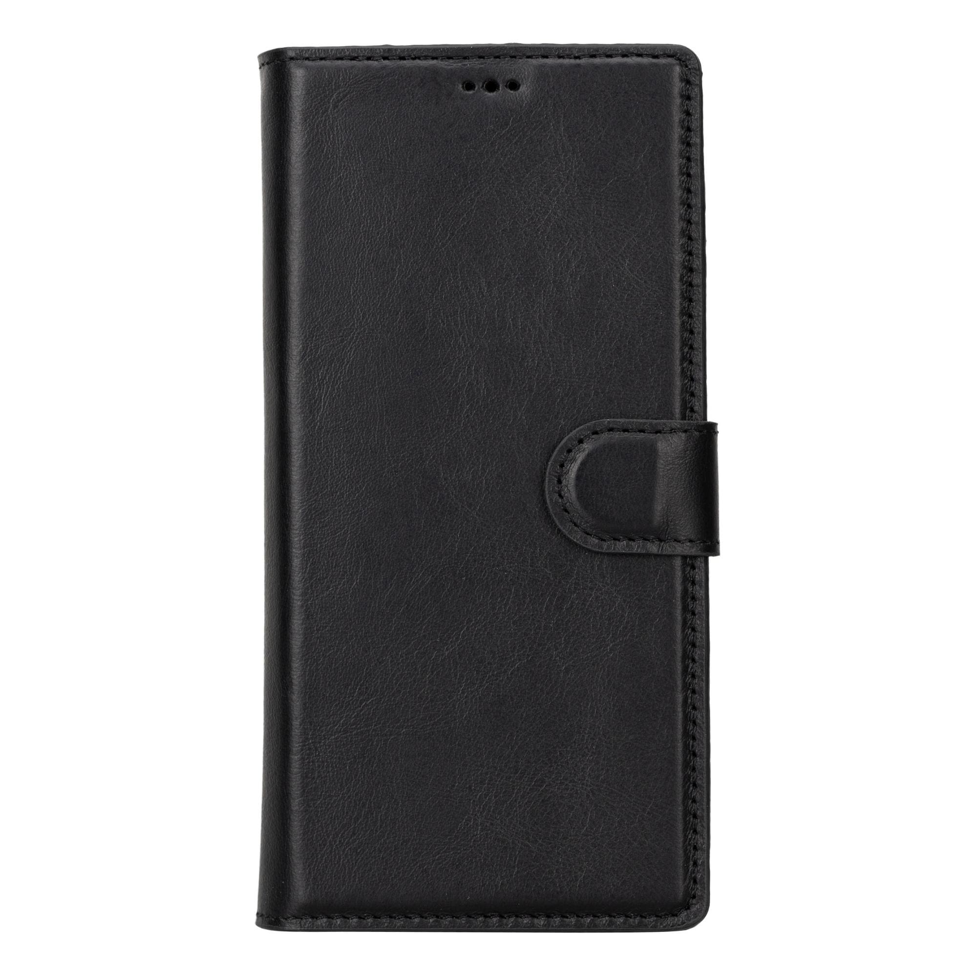 Buffalo Samsung Galaxy S20 Series Detachable Leather Wallet Case showcasing its sleek design, card compartments, and kickstand feature.