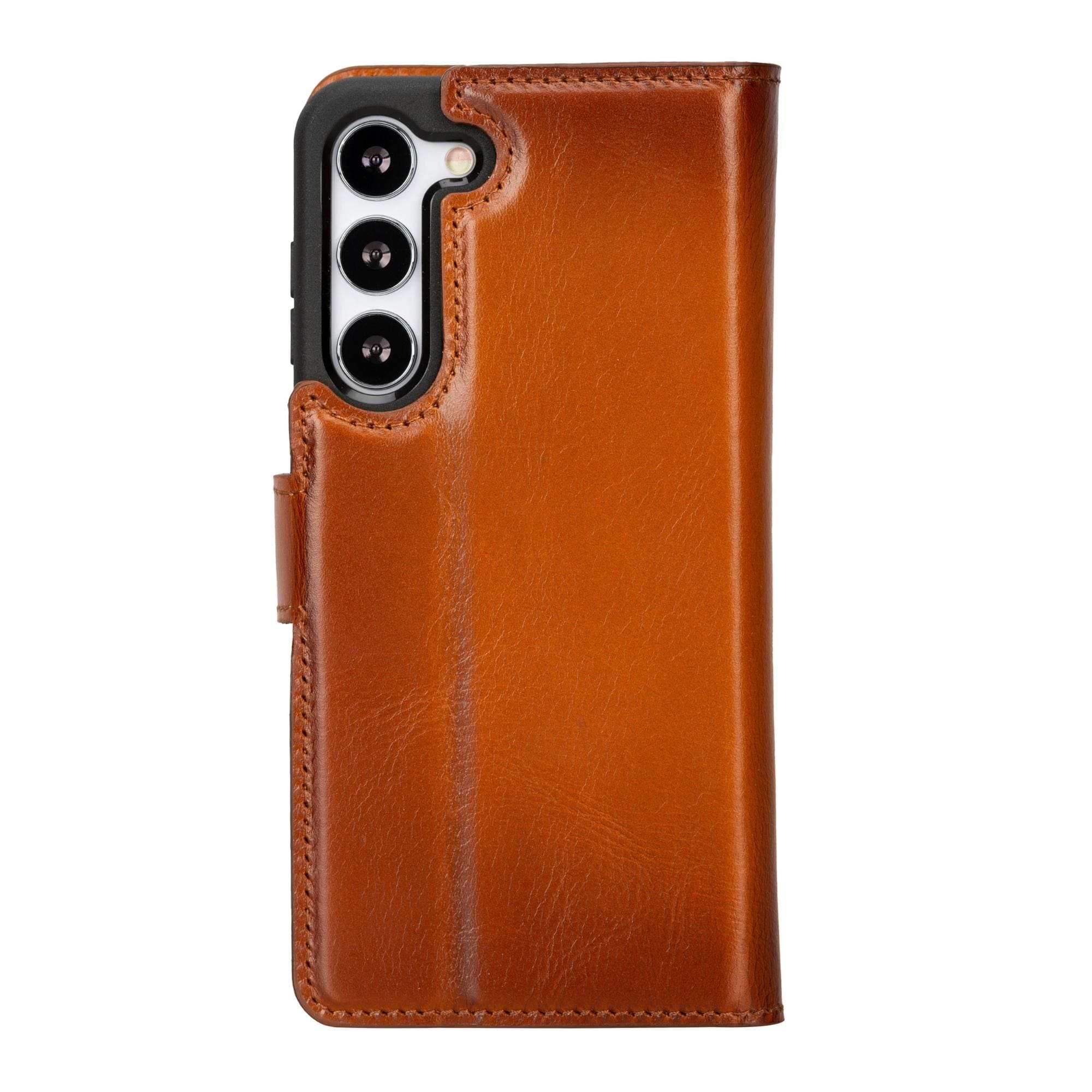 Buffalo Samsung Galaxy S20 Series Detachable Leather Wallet Case showcasing its sleek design, card compartments, and kickstand feature.