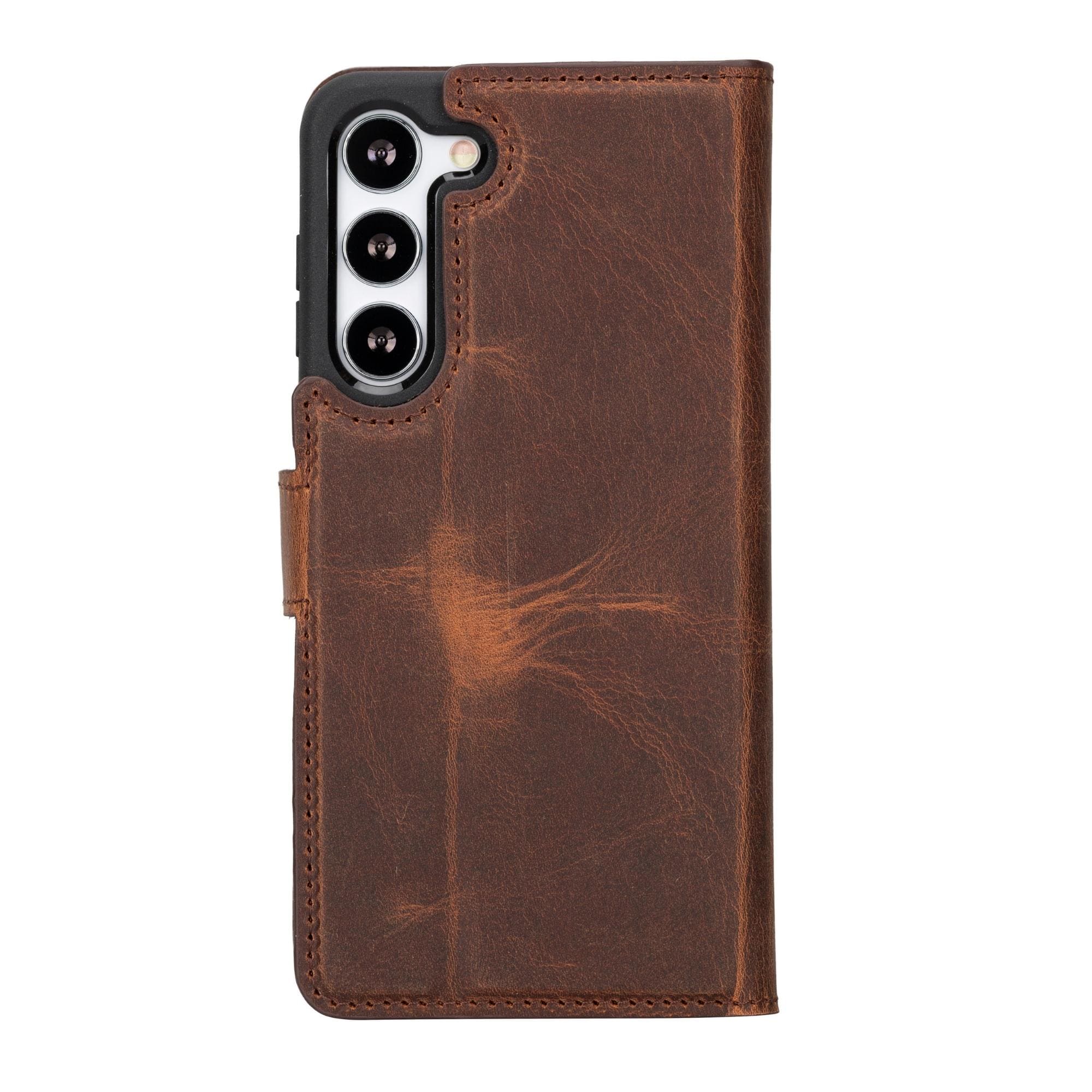 Buffalo Samsung Galaxy S20 Series Detachable Leather Wallet Case showcasing its sleek design, card compartments, and kickstand feature.