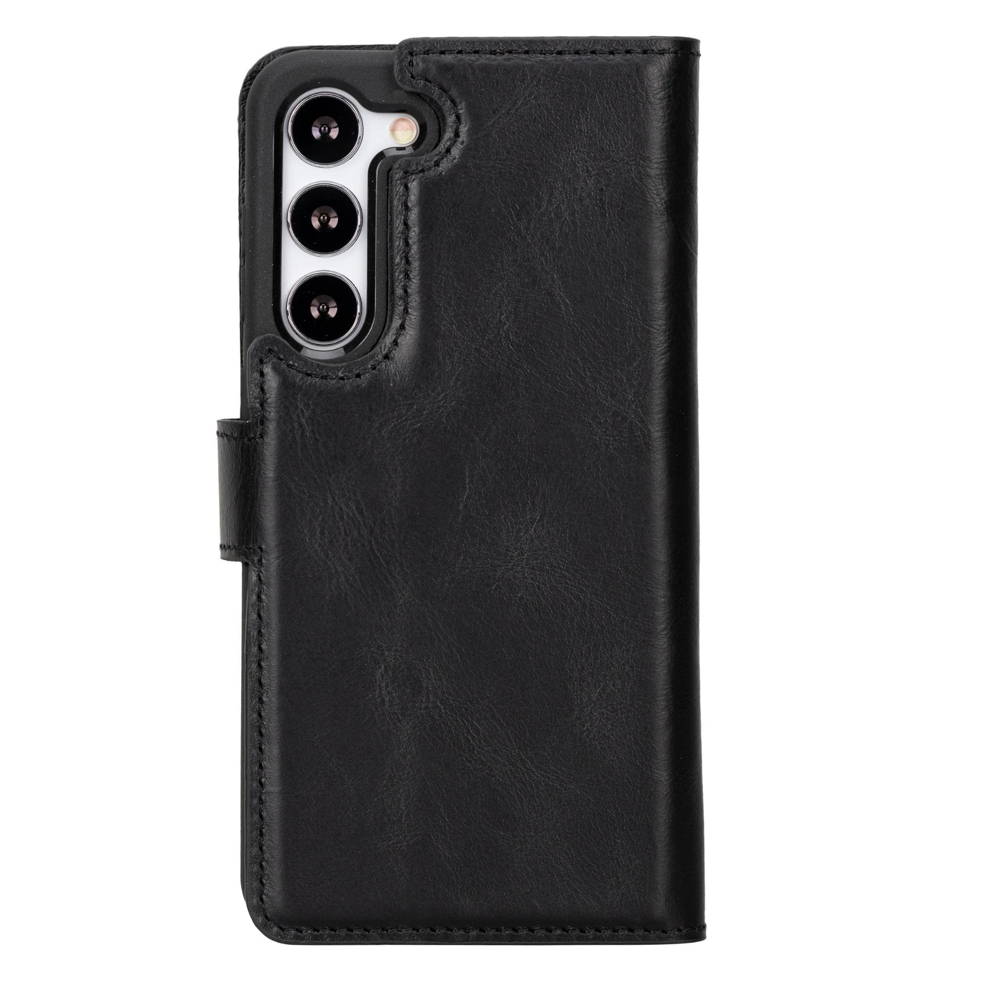 Buffalo Samsung Galaxy S20 Series Detachable Leather Wallet Case showcasing its sleek design, card compartments, and kickstand feature.