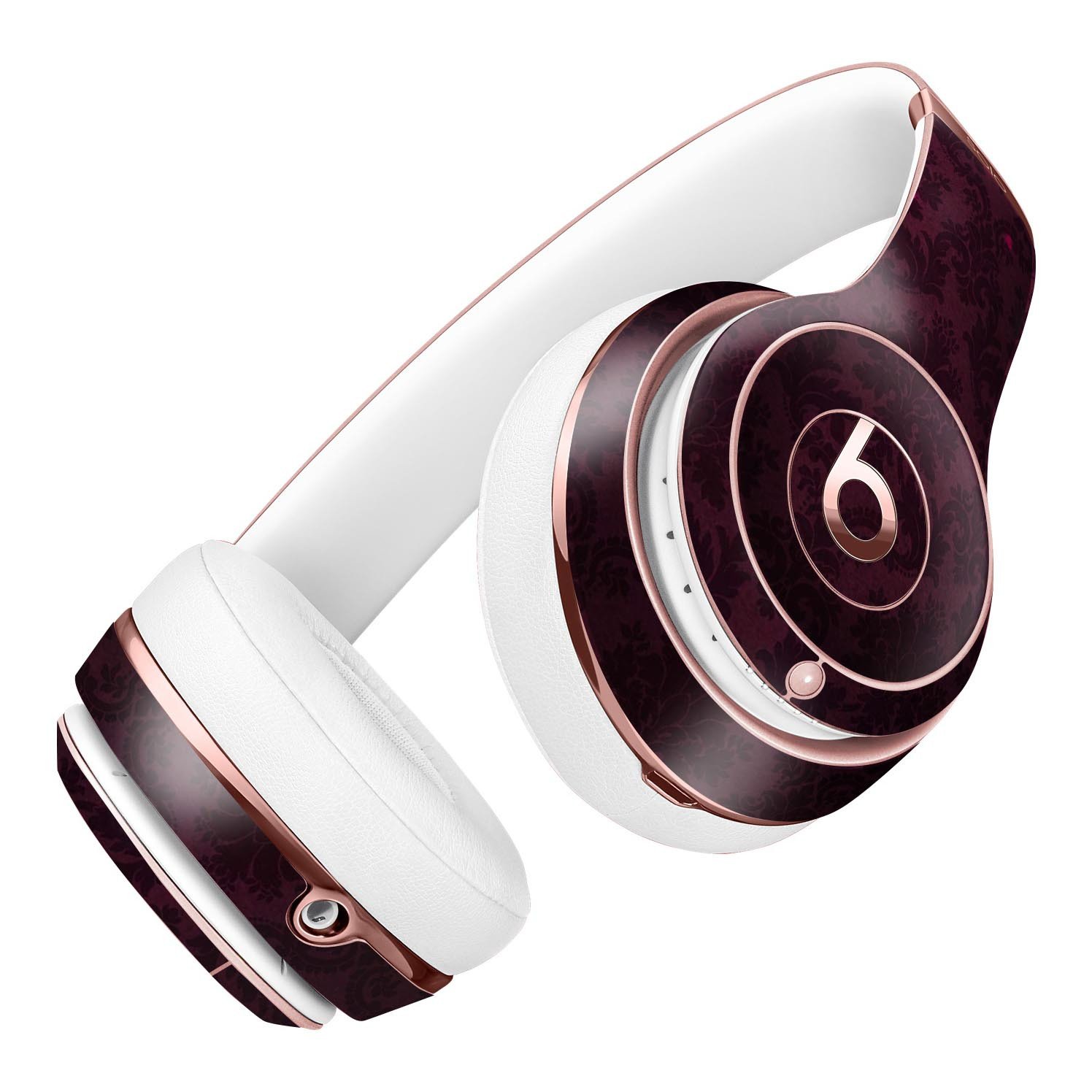 Burgundy Falling Micro Hearts Skin Kit for Beats by Dre Solo 3 Wireless Headphones, showcasing a stylish design and premium vinyl material.