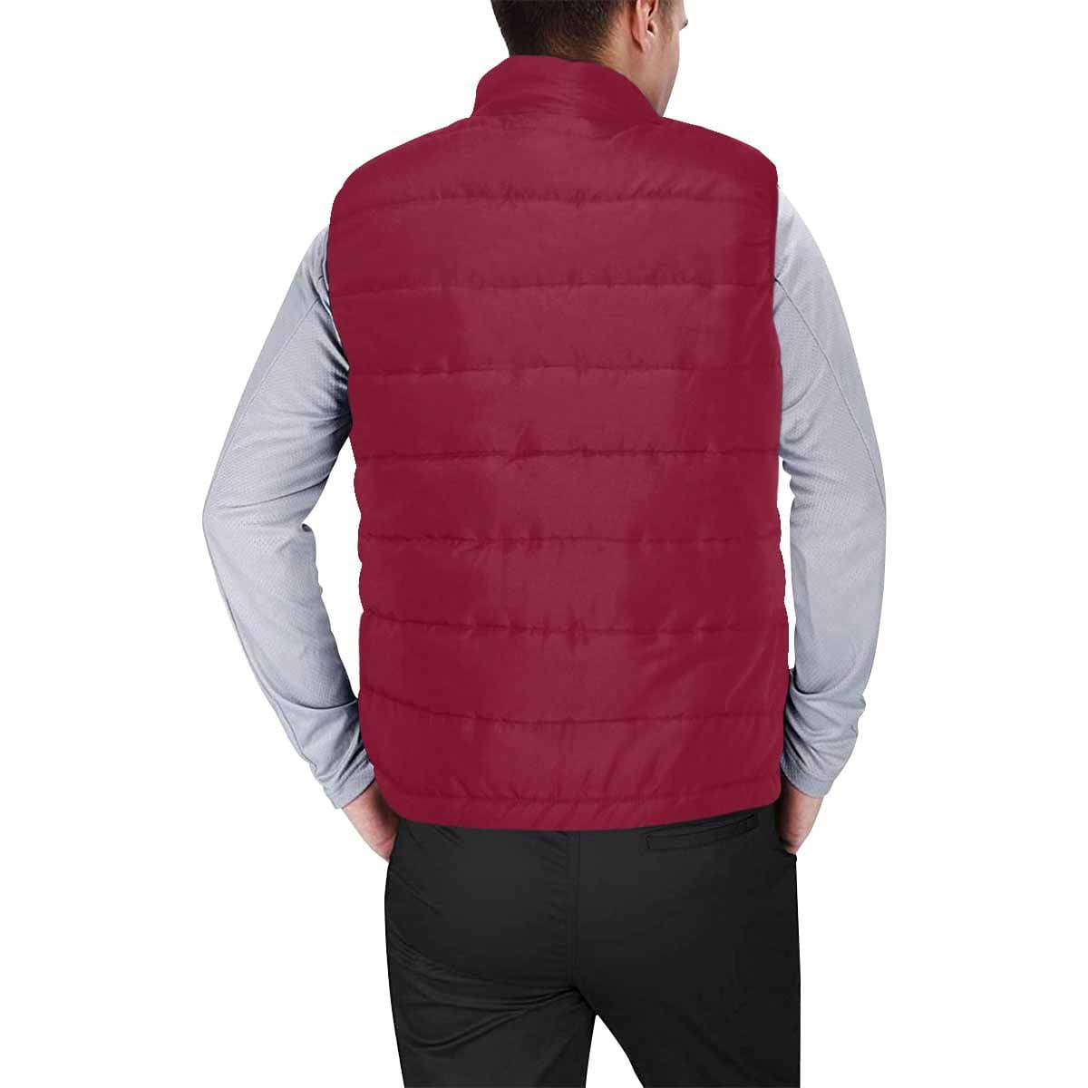 Burgundy Red Men's Padded Vest featuring a quilted design and zipper closure, perfect for layering in cool weather.