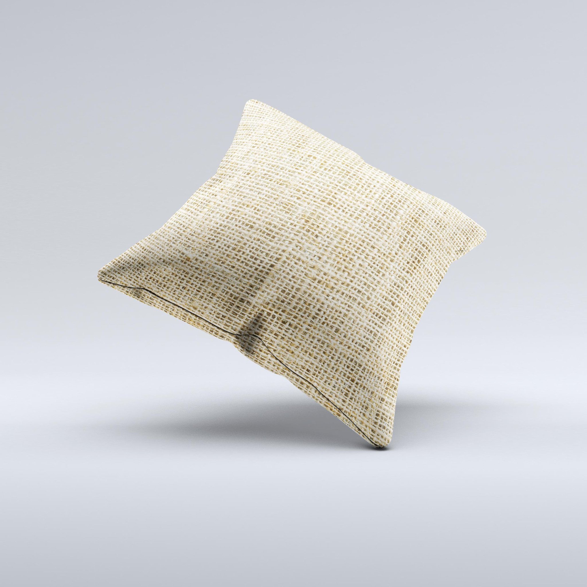 Burlap Texture ink-Fuzed Decorative Throw Pillow showcasing a unique handcrafted design with a textured surface, perfect for home decor.