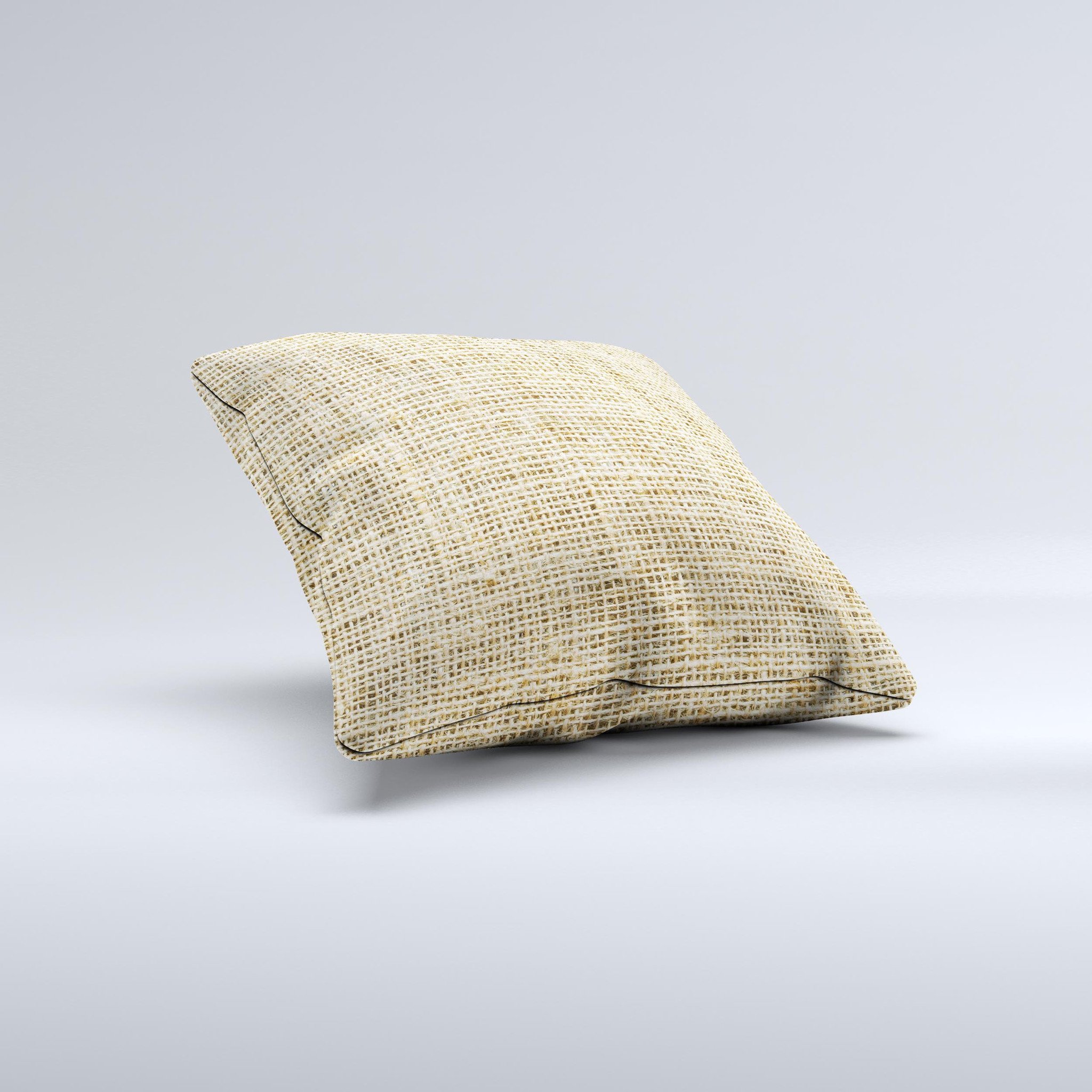 Burlap Texture ink-Fuzed Decorative Throw Pillow showcasing a unique handcrafted design with a textured surface, perfect for home decor.