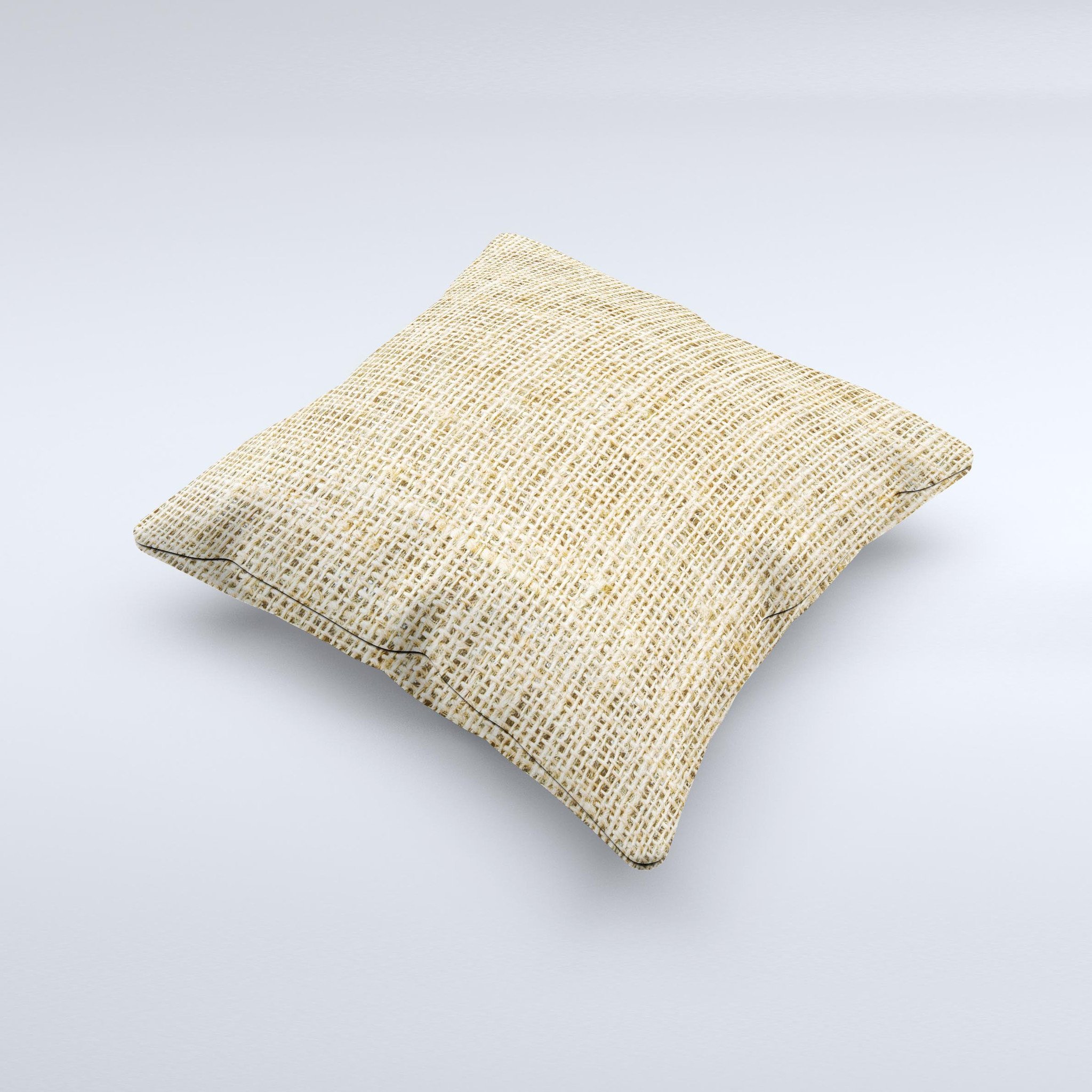 Burlap Texture ink-Fuzed Decorative Throw Pillow showcasing a unique handcrafted design with a textured surface, perfect for home decor.