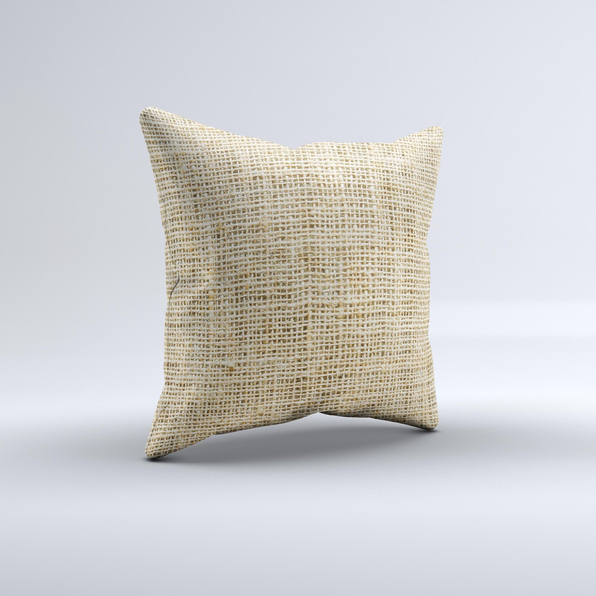 Burlap Texture ink-Fuzed Decorative Throw Pillow showcasing a unique handcrafted design with a textured surface, perfect for home decor.