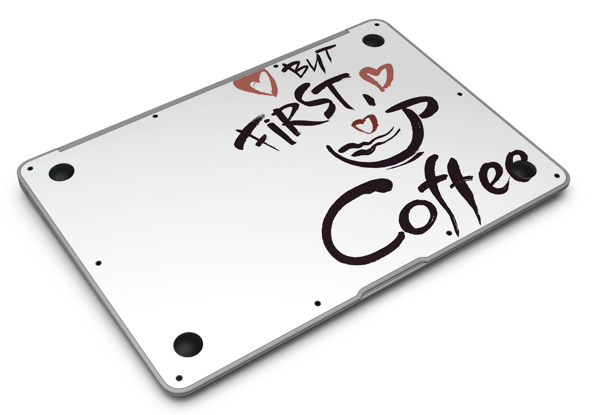 But First Coffee MacBook Air Skin Kit featuring a stylish coffee-themed design, made from durable vinyl for protection and style.