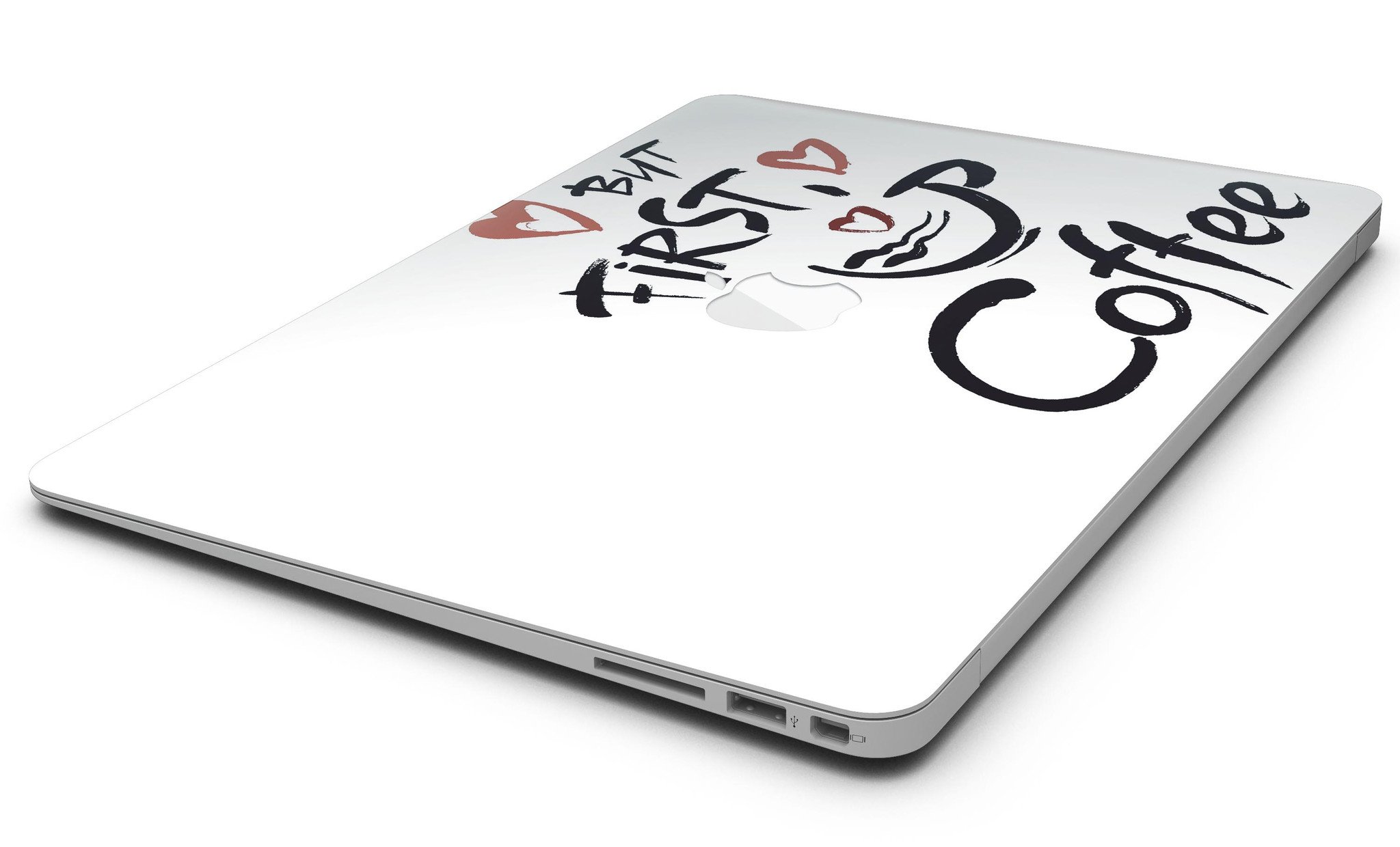 But First Coffee MacBook Air Skin Kit featuring a stylish coffee-themed design, made from durable vinyl for protection and style.