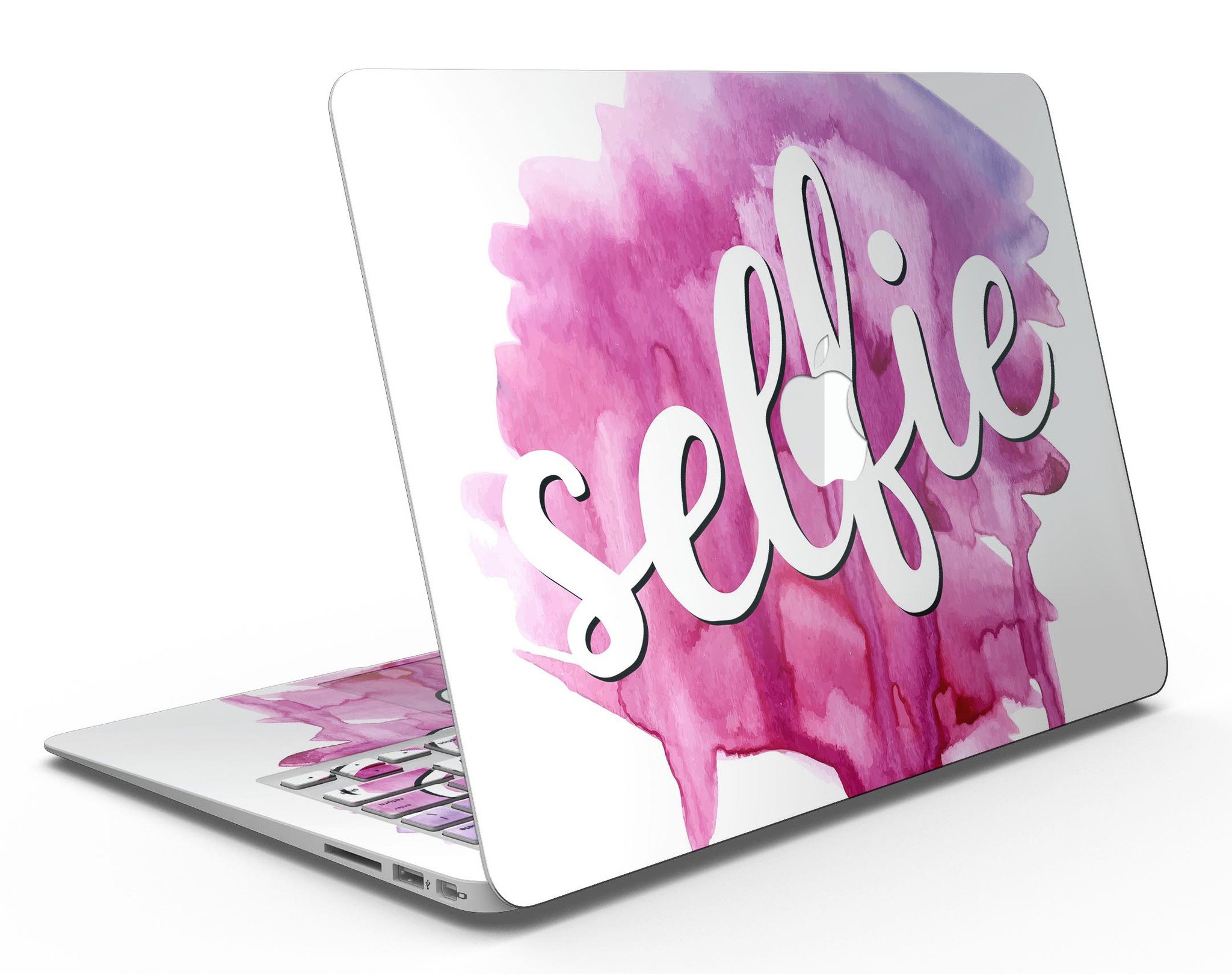 But First Selfie MacBook Air Skin Kit featuring vibrant design and premium vinyl material for protection and style.