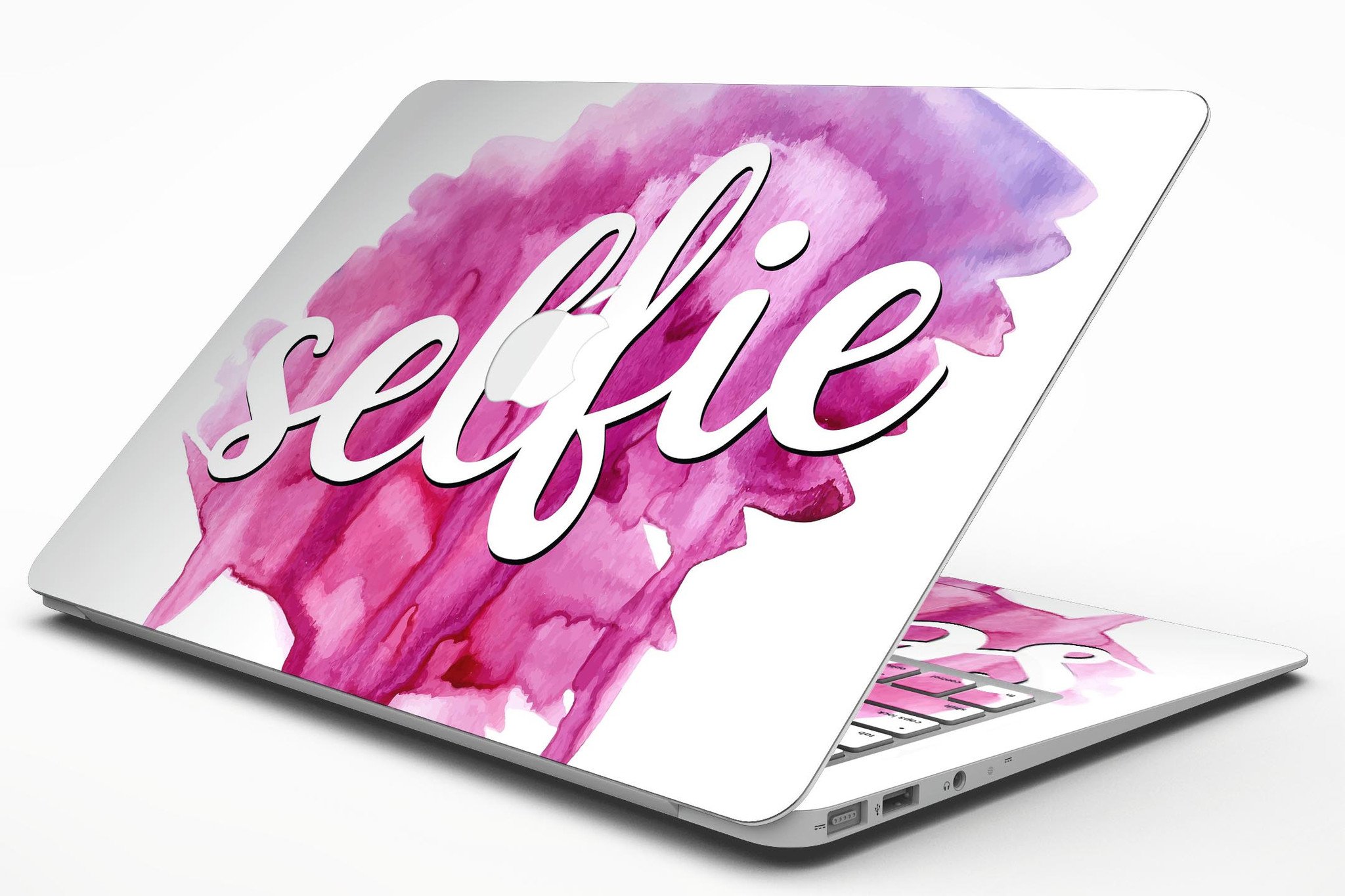 But First Selfie MacBook Air Skin Kit featuring vibrant design and premium vinyl material for protection and style.