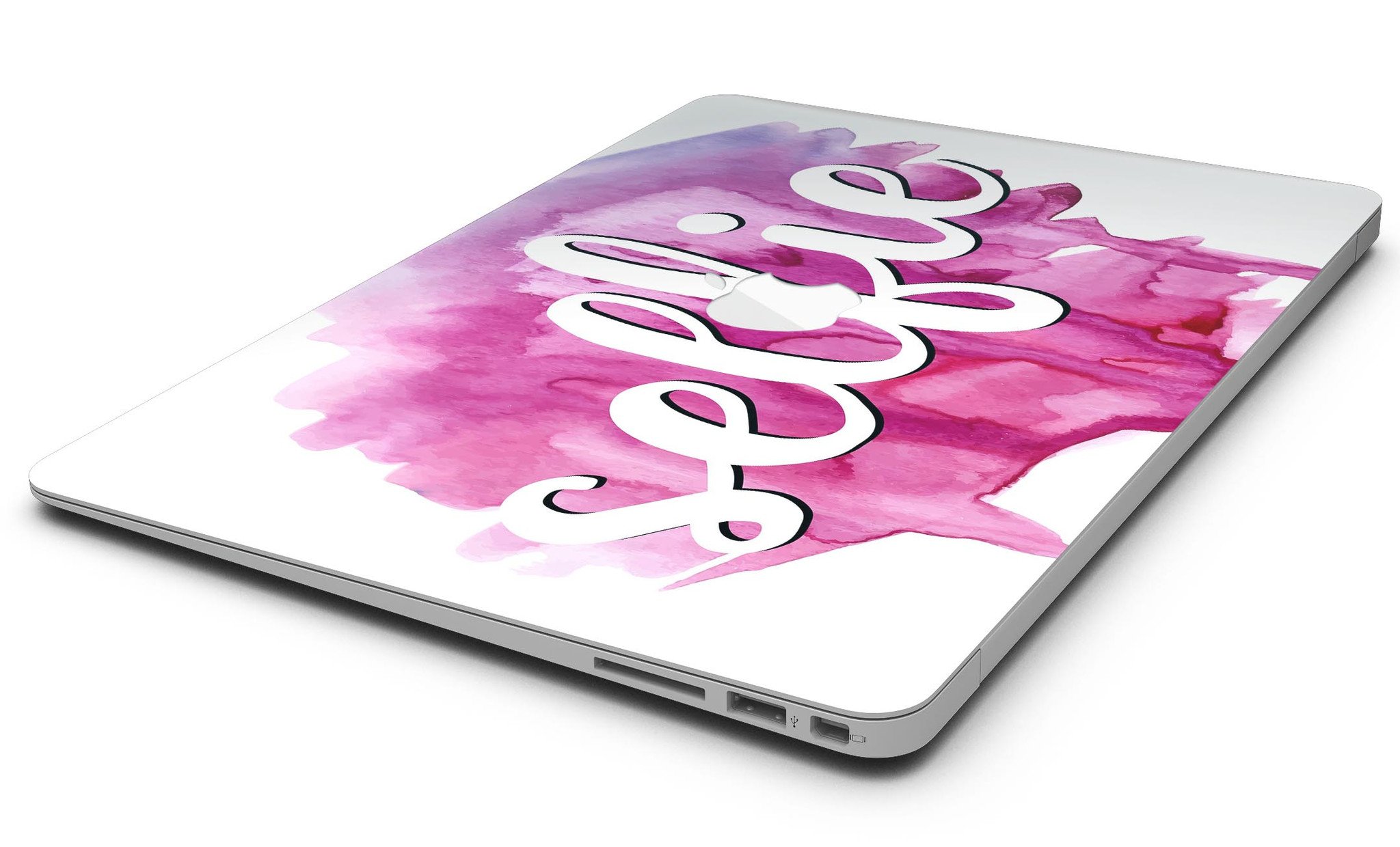 But First Selfie MacBook Air Skin Kit featuring vibrant design and premium vinyl material for protection and style.