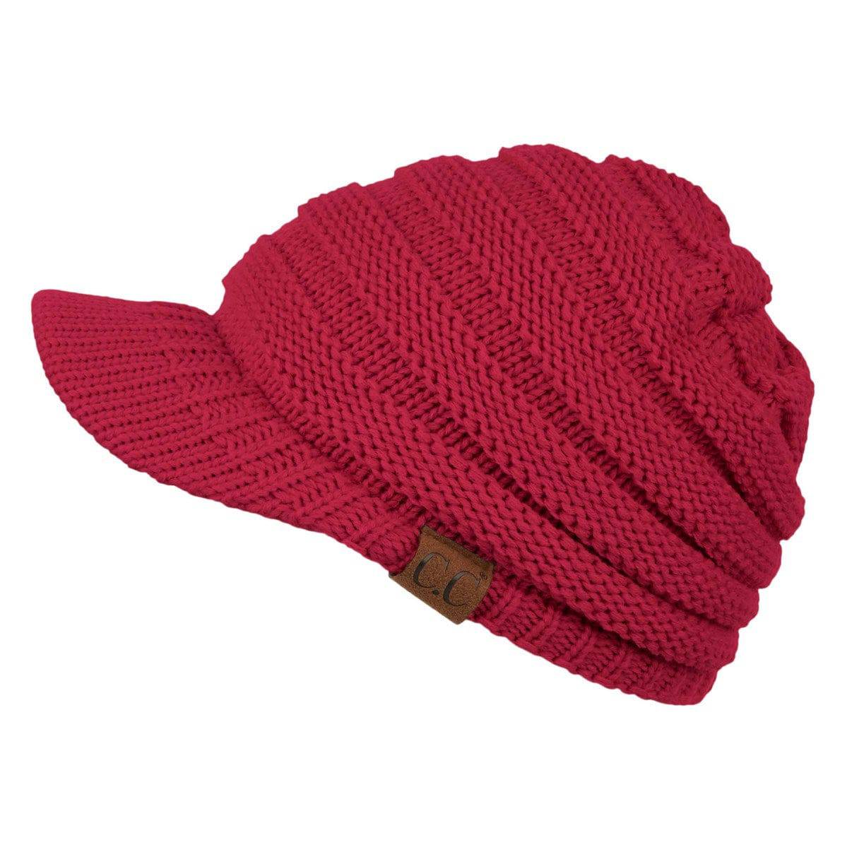 CC Beanie Brim Cap featuring a stylish brim and cable knit design, perfect for winter wear.