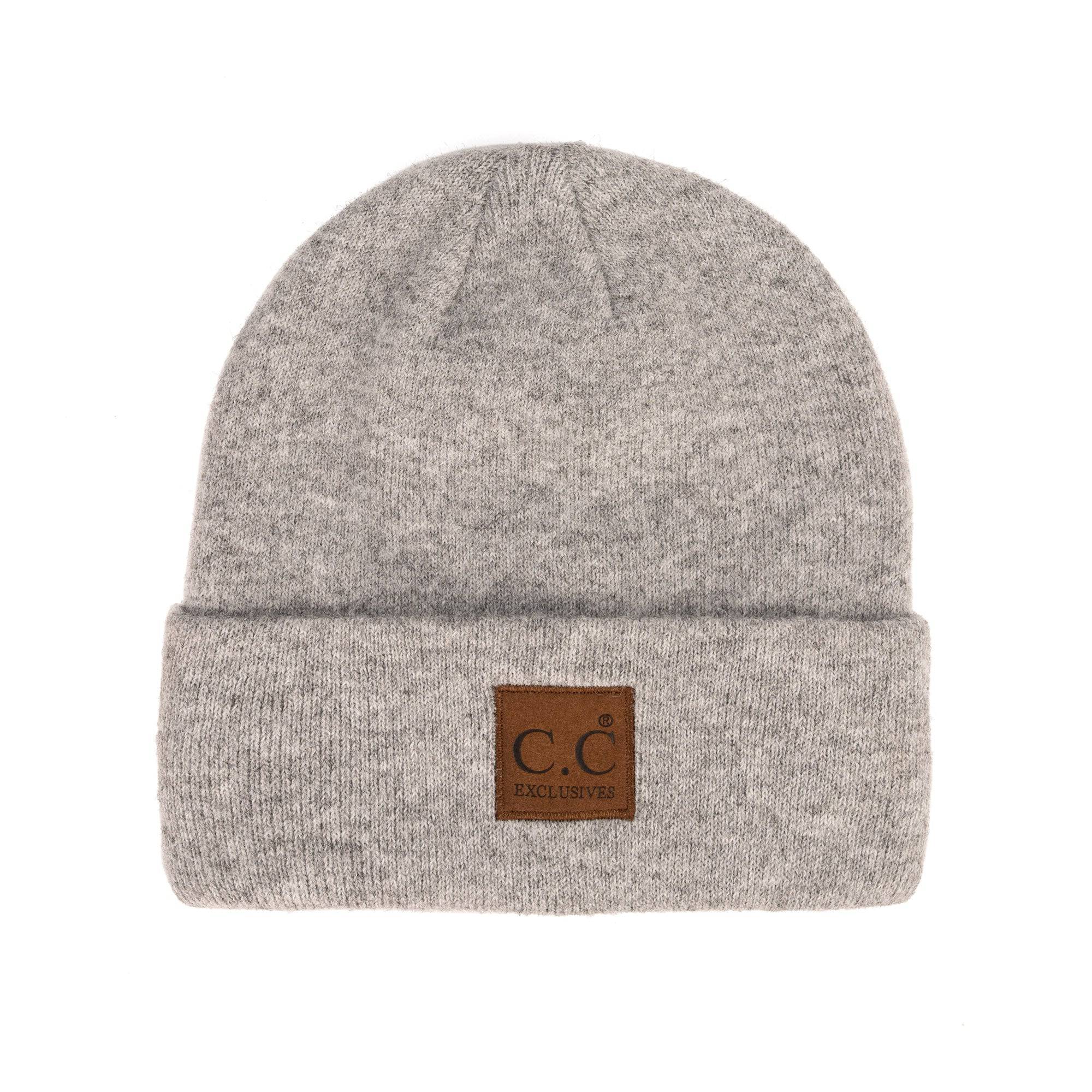 CC Beanie Heather Knit Basic in various colors, showcasing its unisex design and adjustable band.