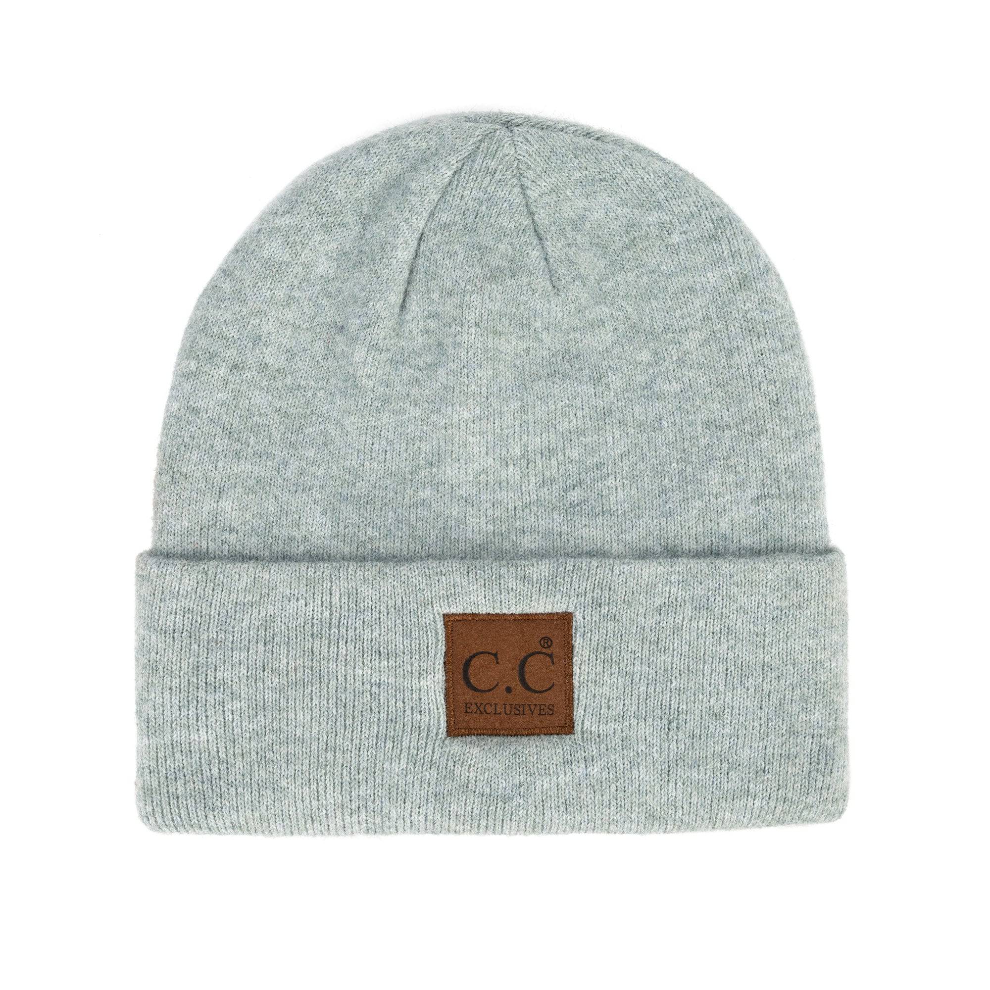 CC Beanie Heather Knit Basic in various colors, showcasing its unisex design and adjustable band.