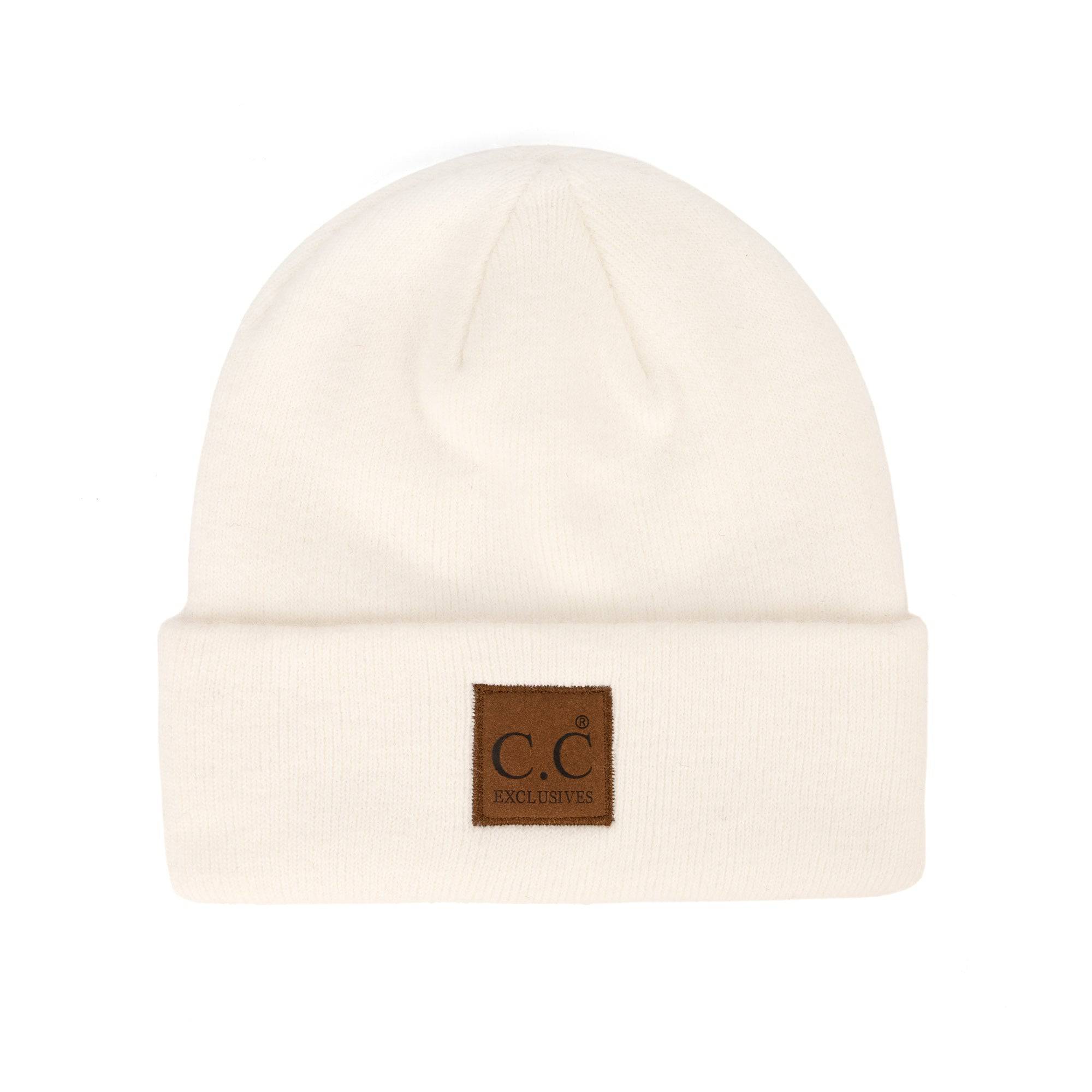 CC Beanie Heather Knit Basic in various colors, showcasing its unisex design and adjustable band.