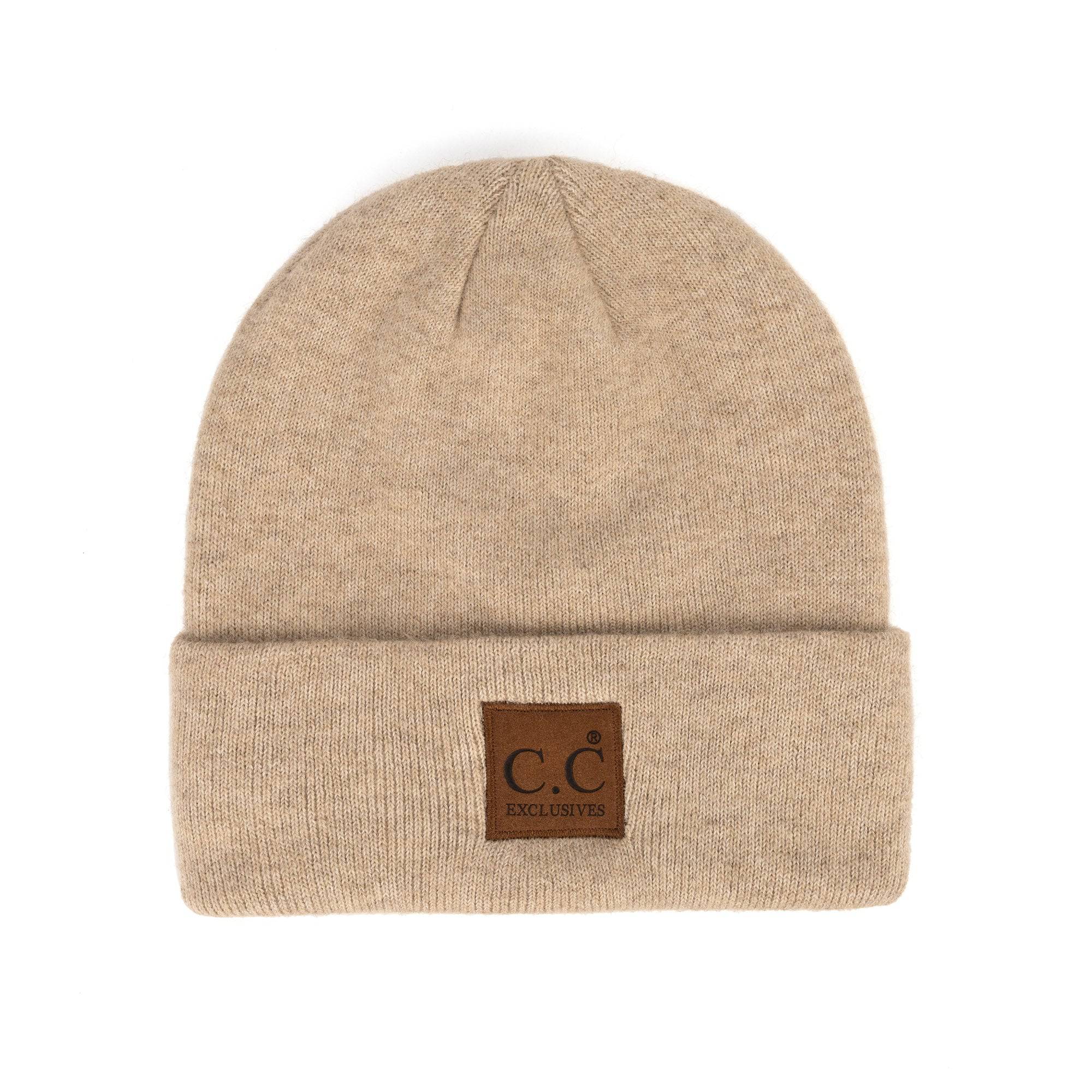 CC Beanie Heather Knit Basic in various colors, showcasing its unisex design and adjustable band.