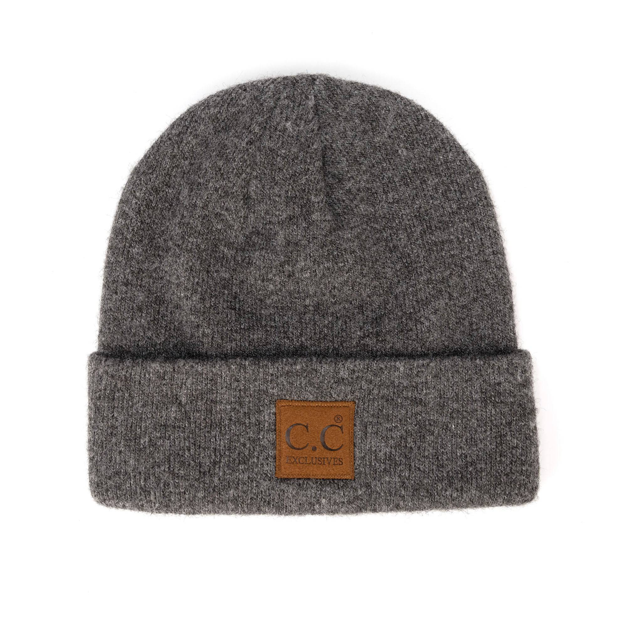 CC Beanie Heather Knit Basic in various colors, showcasing its unisex design and adjustable band.