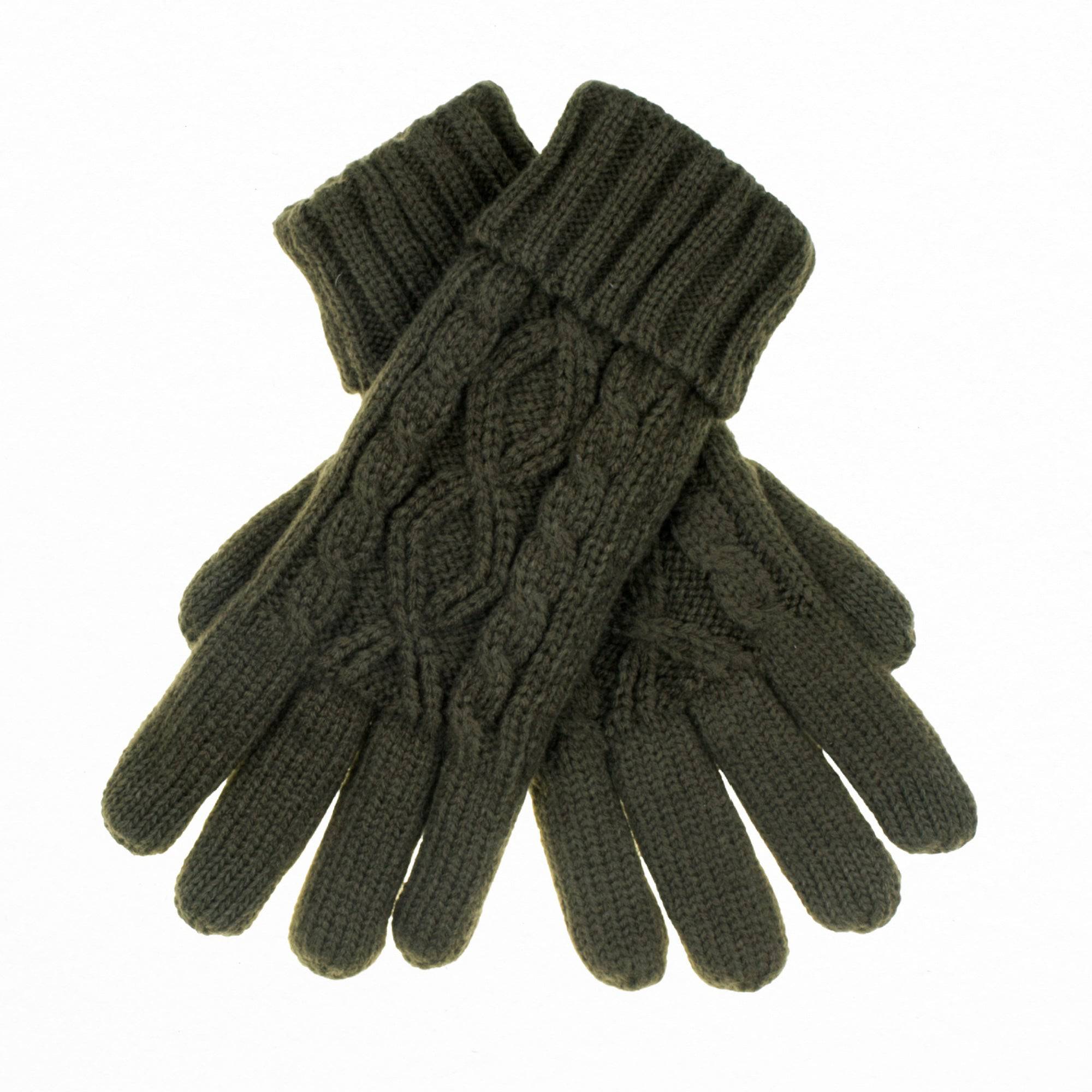 CC Cable Knit Fleece Lined Gloves in stylish cable knit design, featuring warm fleece lining and touchscreen compatible fingertips.