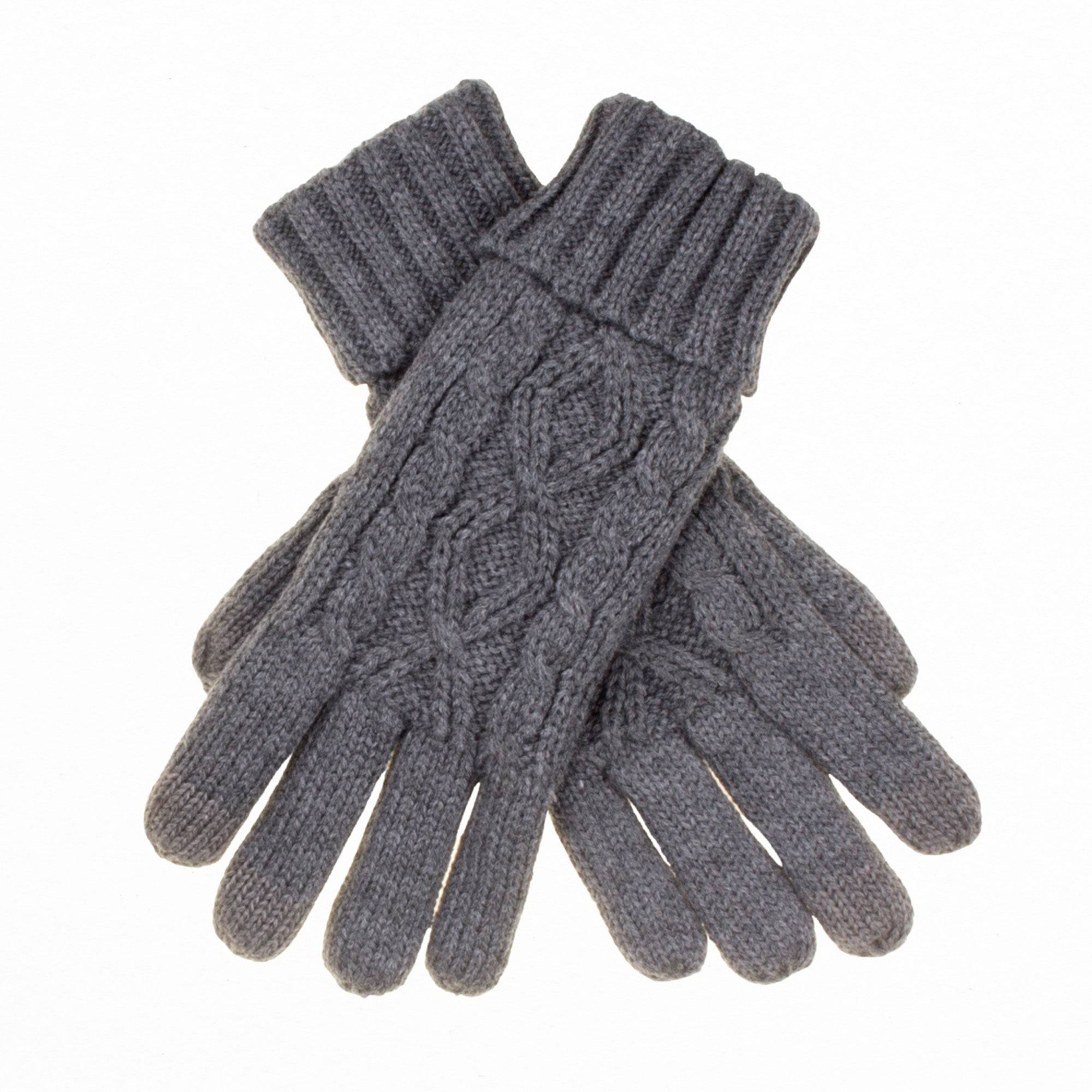 CC Cable Knit Fleece Lined Gloves in stylish cable knit design, featuring warm fleece lining and touchscreen compatible fingertips.