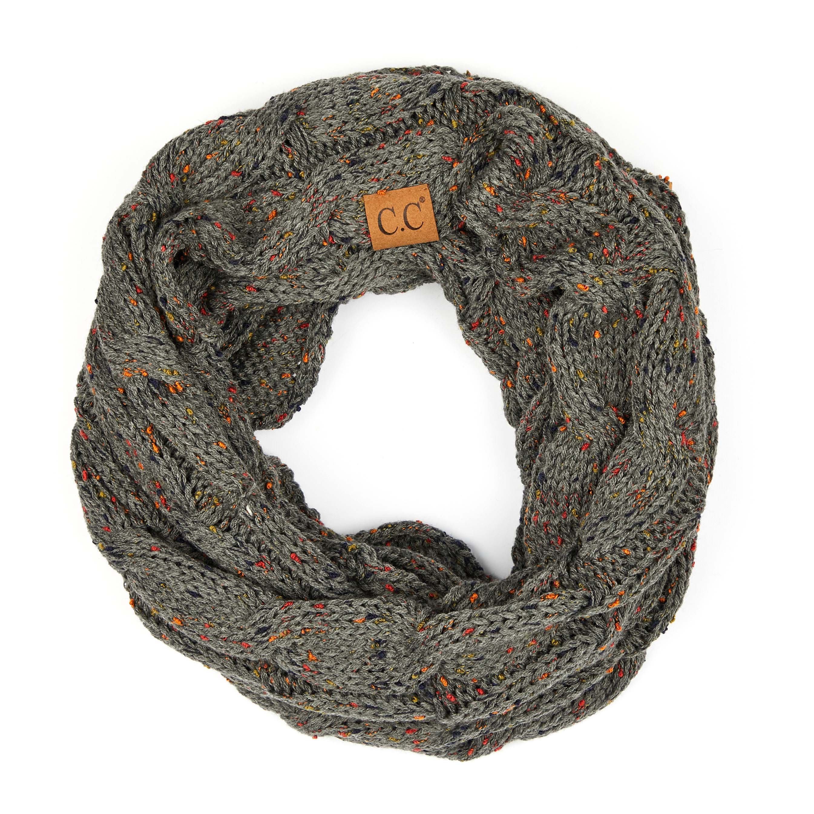 CC Confetti Scarf featuring a colorful homespun confetti pattern in an infinity style, perfect for adding flair to any outfit.